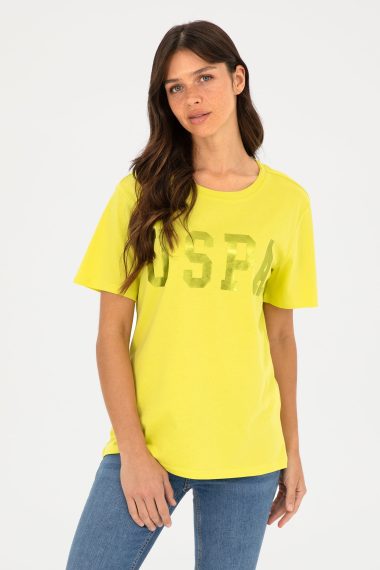 تی شرت یقه گرد سبز پسته ای  ریلکس  زنانه یو اس پولو | US POLO ASSN