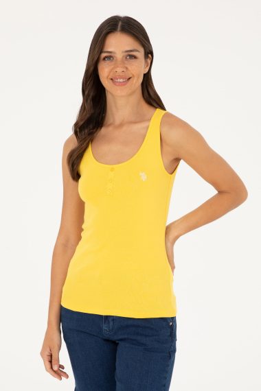 تی شرت یقه گرد زعفرانی  Ex.Slim  زنانه یو اس پولو | US POLO ASSN