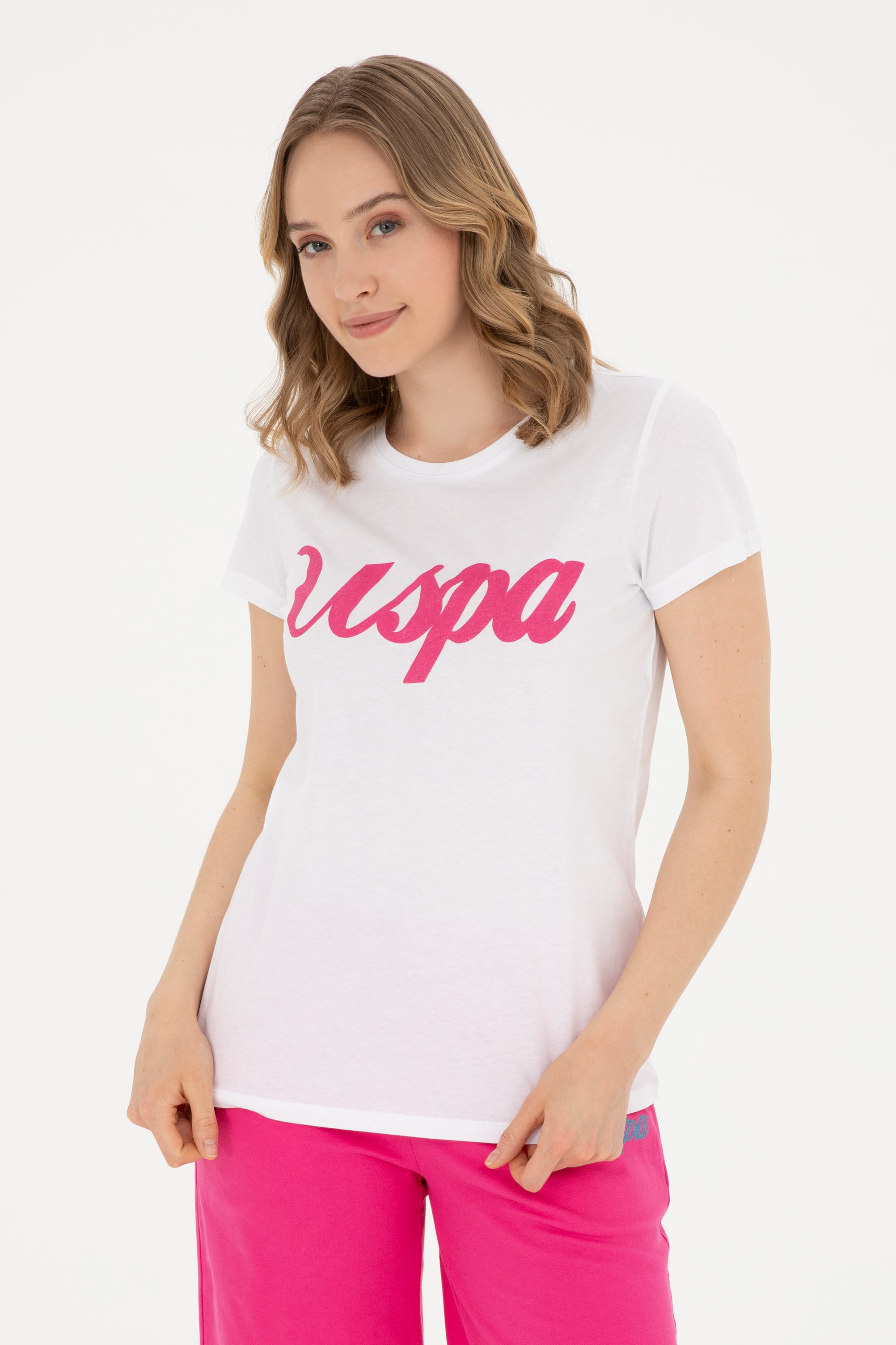 تی شرت سفید رگولار زنانه یو اس پولو | US POLO ASSN