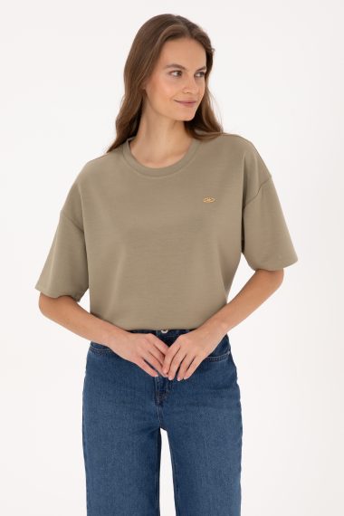 تی شرت  خاکی روشن  Oversize  زنانه یو اس پولو | US POLO ASSN