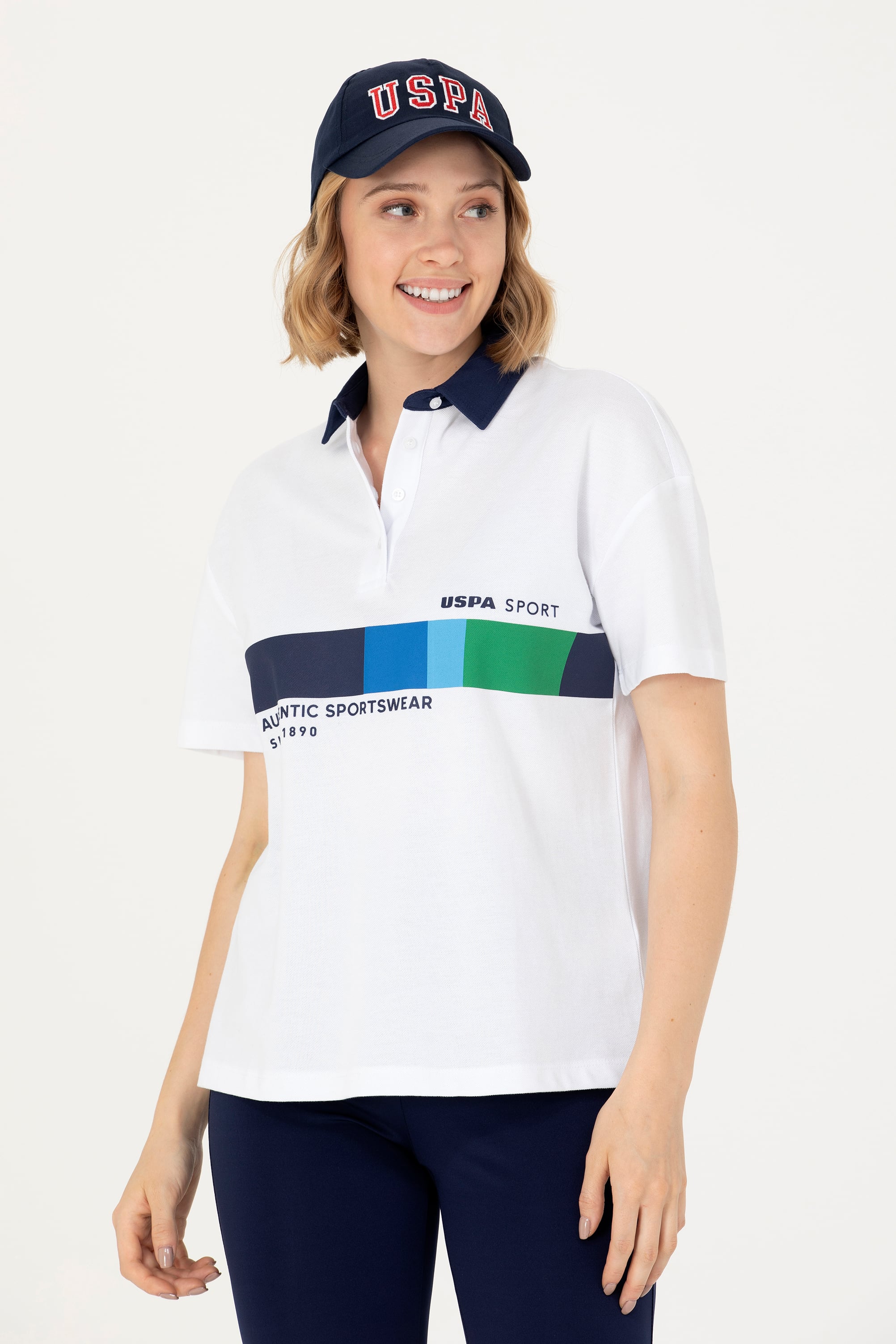 تی شرت سفید رگولار زنانه یو اس پولو | US POLO ASSN