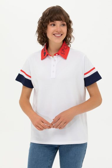 تی شرت  سفید  استاندارد فیت  زنانه یو اس پولو | US POLO ASSN