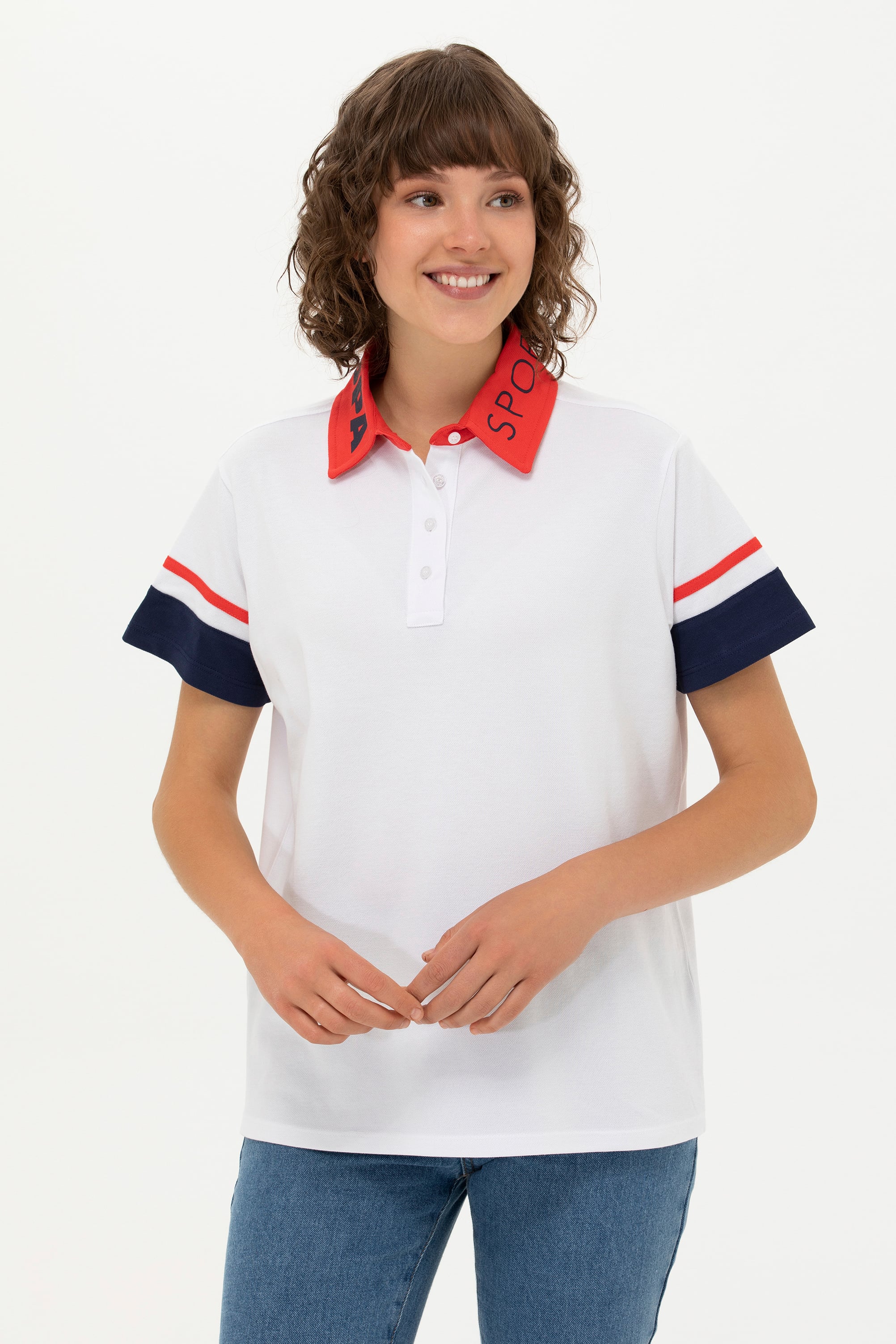 تی شرت سفید استاندارد فیت زنانه یو اس پولو | US POLO ASSN