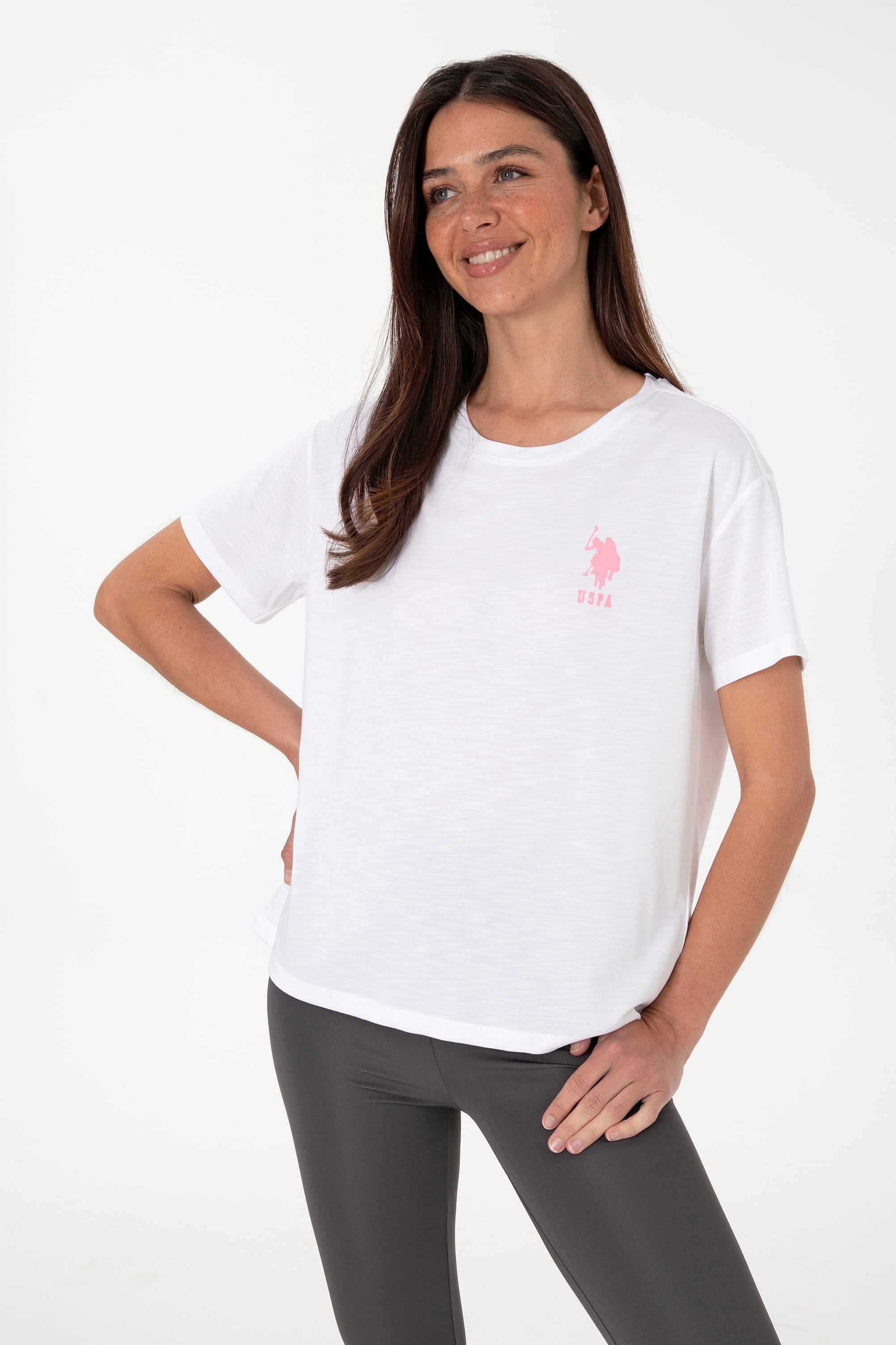 تی شرت سفید ریلکس زنانه یو اس پولو | US POLO ASSN
