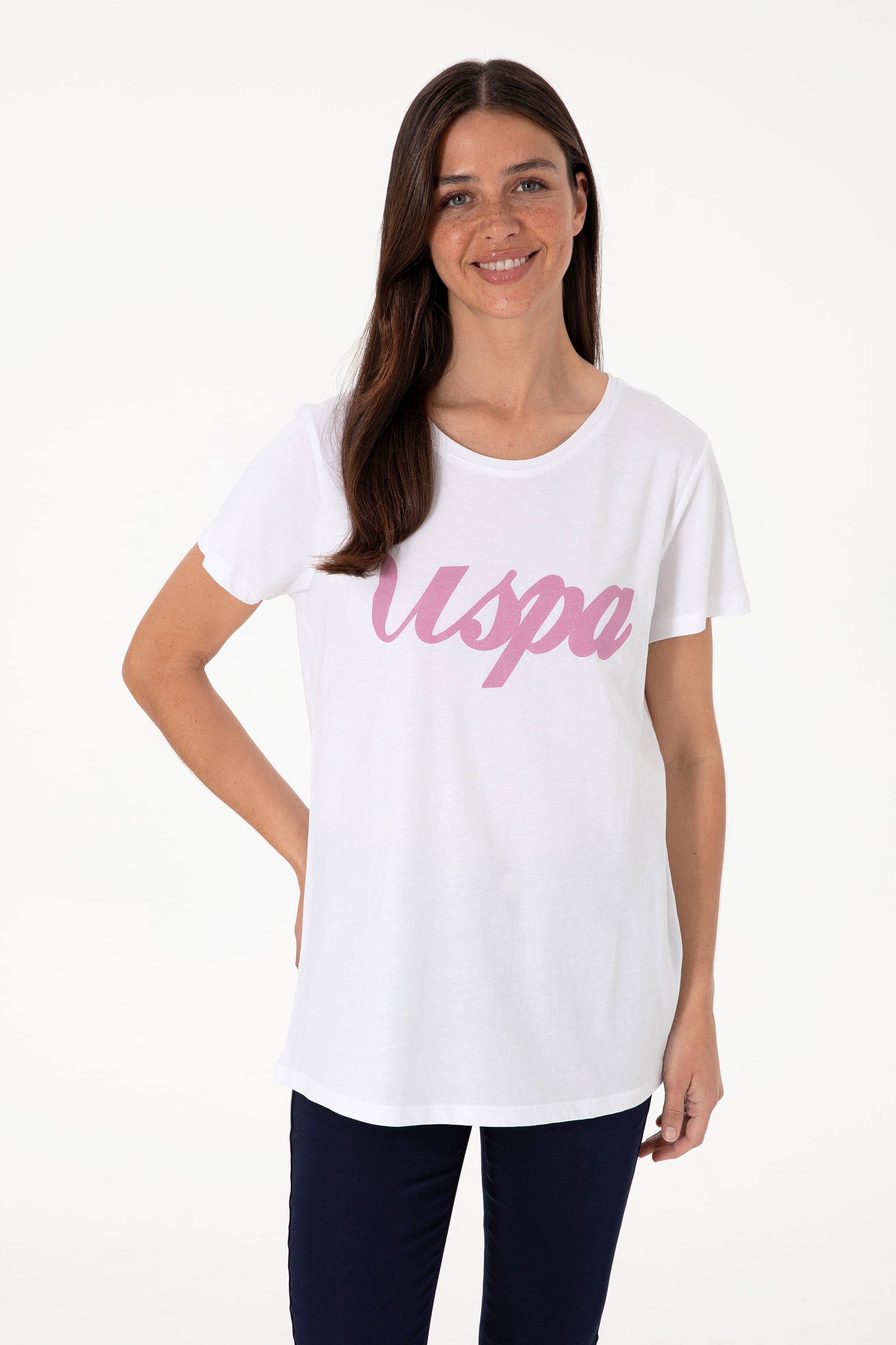 تی شرت سفید رگولار زنانه یو اس پولو | US POLO ASSN