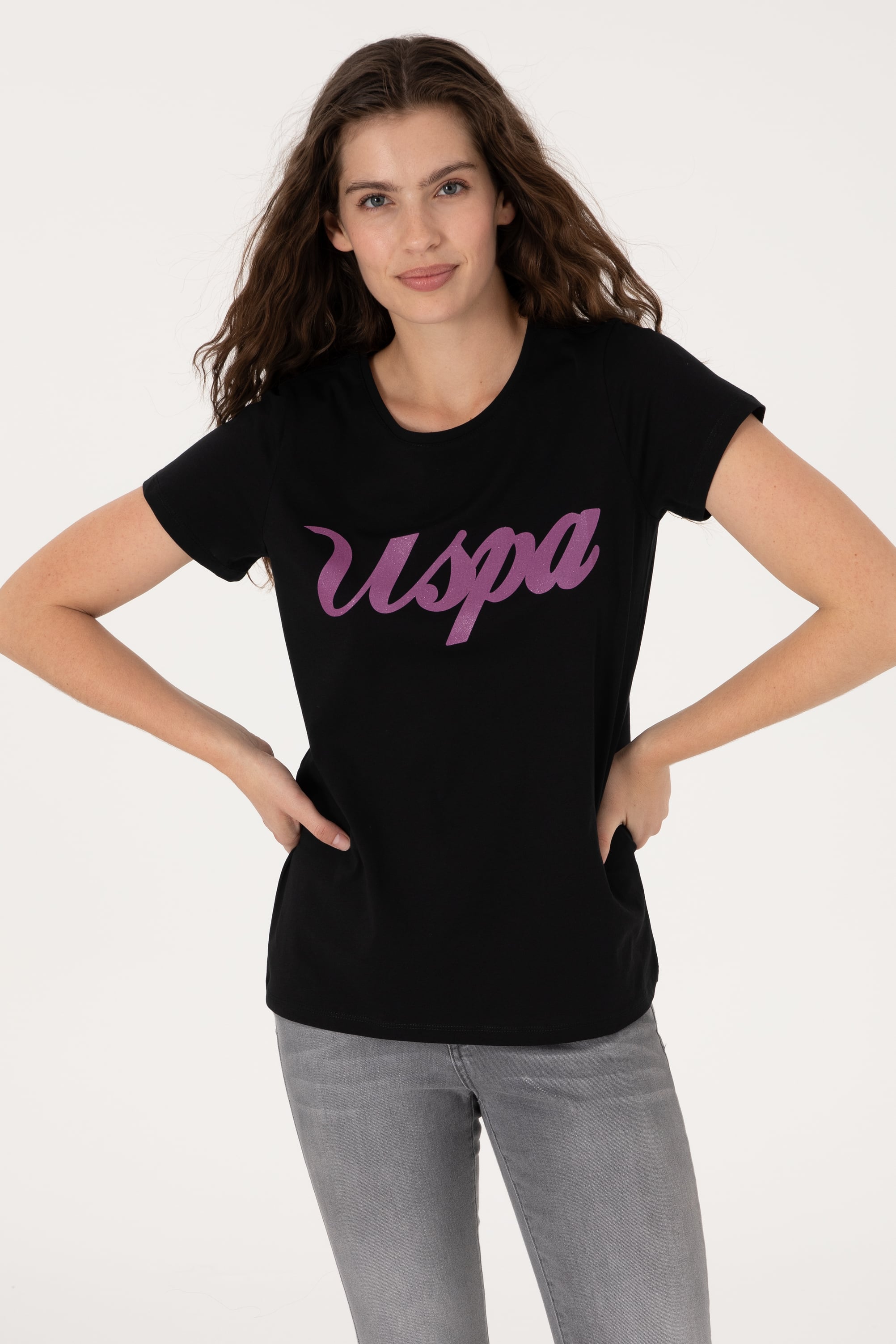 تی شرت سیاه رگولار زنانه یو اس پولو | US POLO ASSN