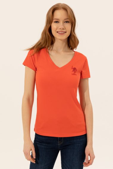 تی شرت یقه هفت قرمز  Ex.Slim آستین کوتاه زنانه یو اس پولو | US POLO ASSN