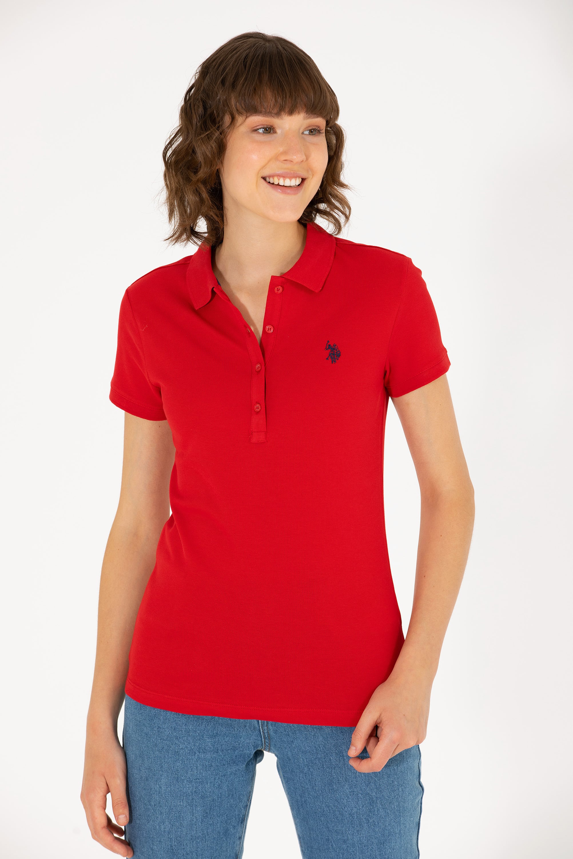 تی شرت قرمز اندامی زنانه یو اس پولو | US POLO ASSN
