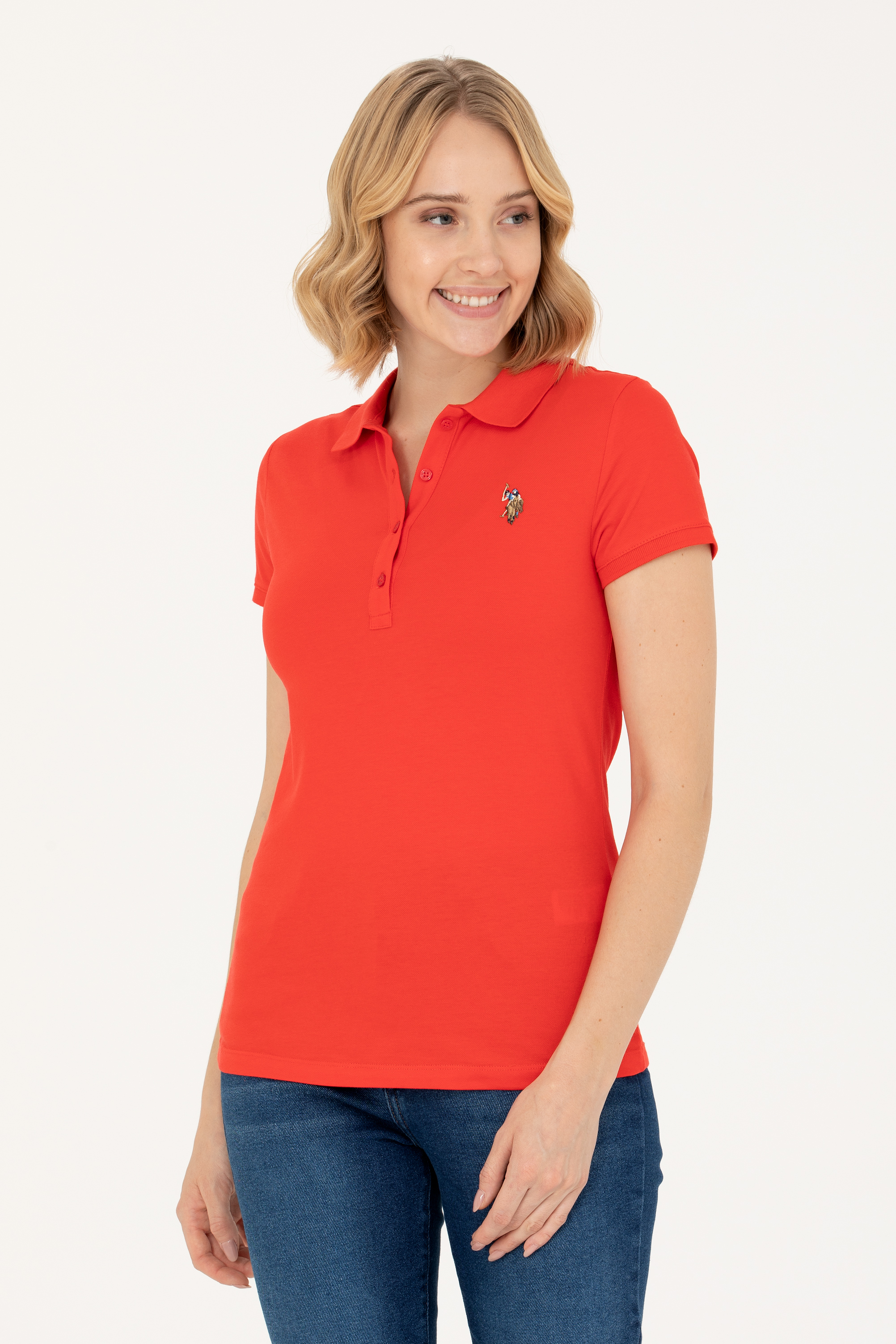 تی شرت قرمز اندامی زنانه یو اس پولو | US POLO ASSN