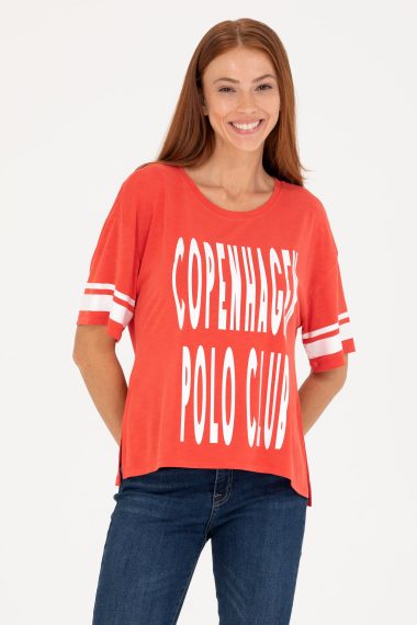 تی شرت  قرمز  ریلکس  زنانه یو اس پولو | US POLO ASSN