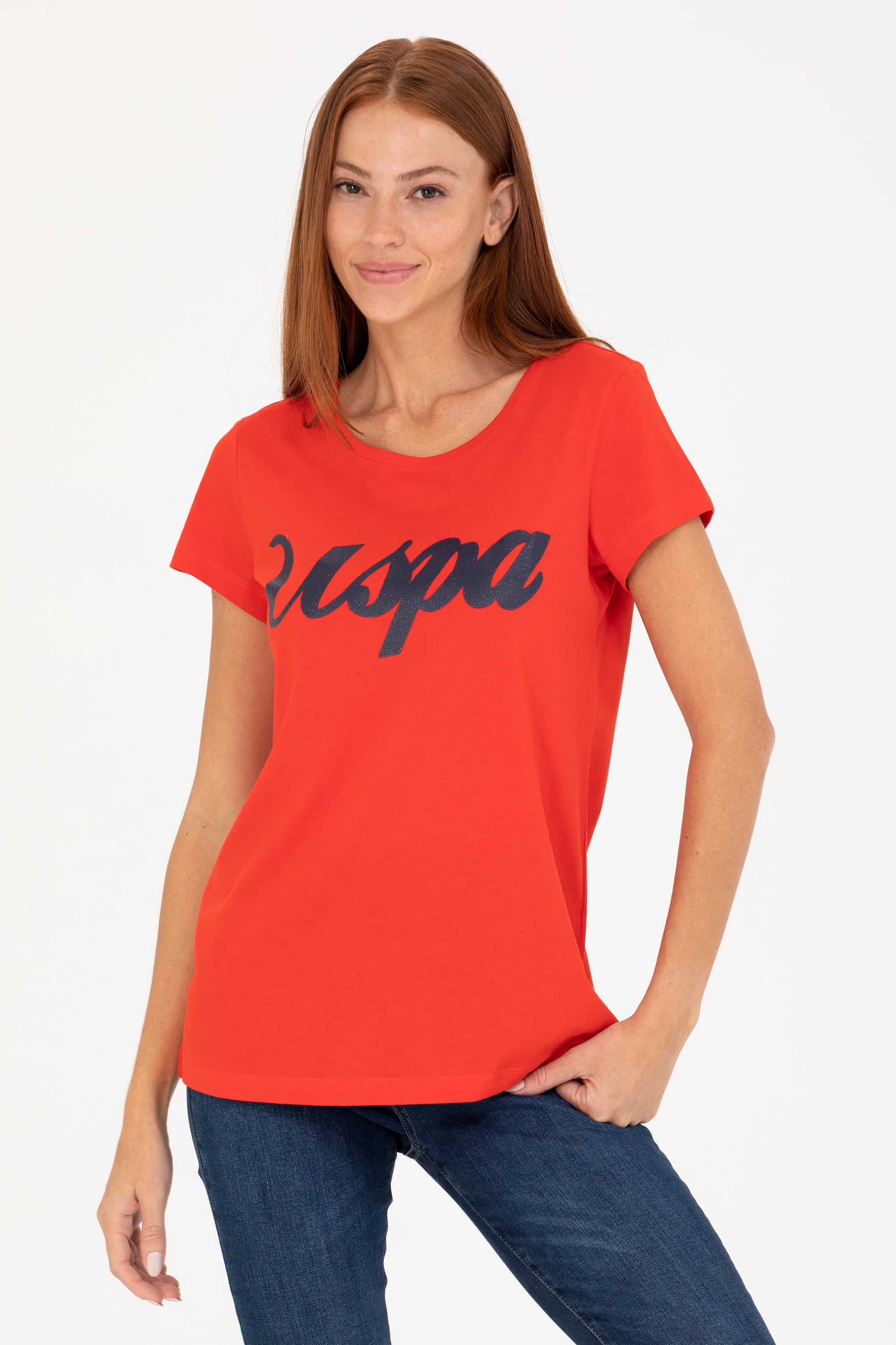 تی شرت قرمز استاندارد فیت زنانه یو اس پولو | US POLO ASSN
