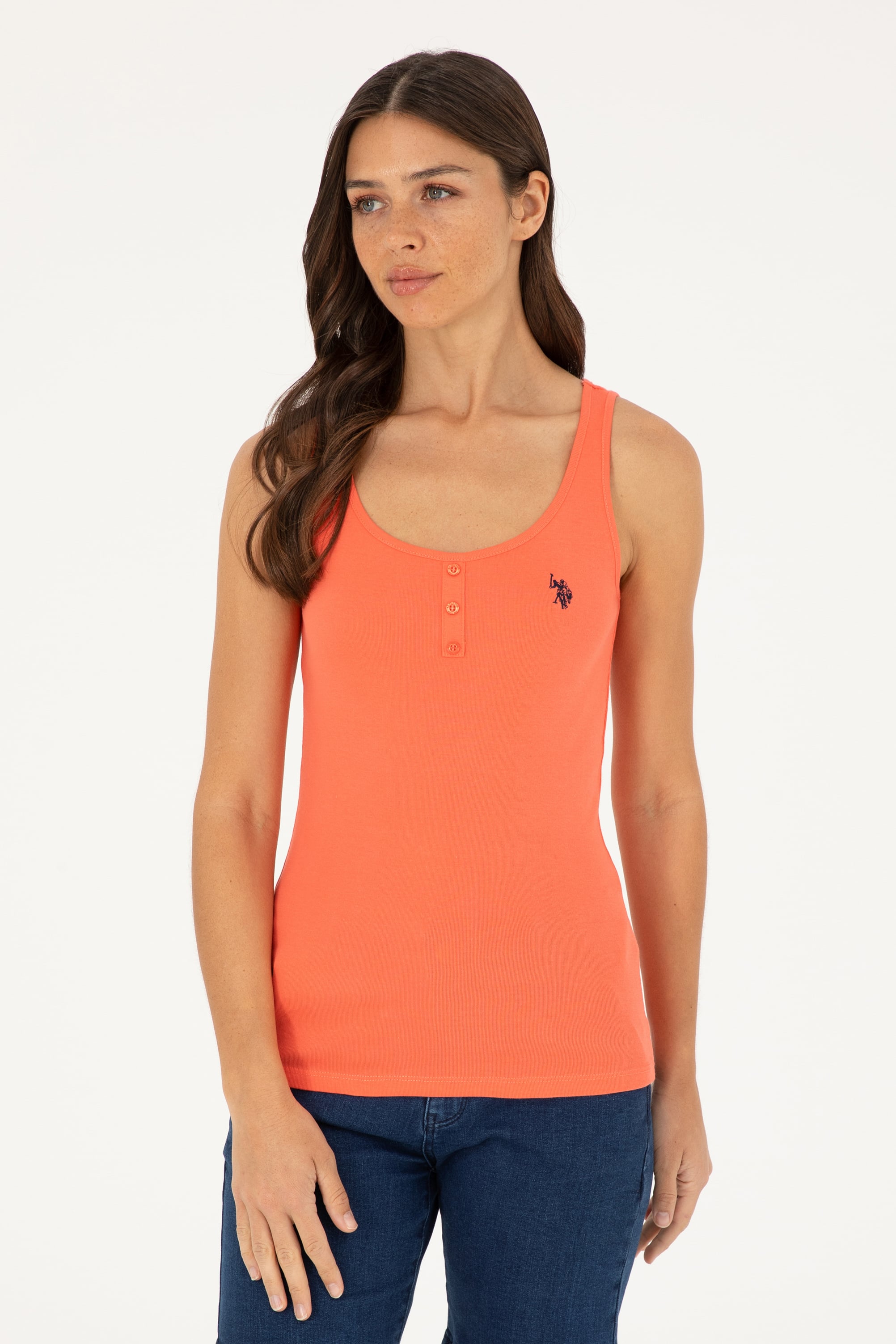 تی شرت یقه گرد گل اناری Ex.Slim زنانه یو اس پولو | US POLO ASSN