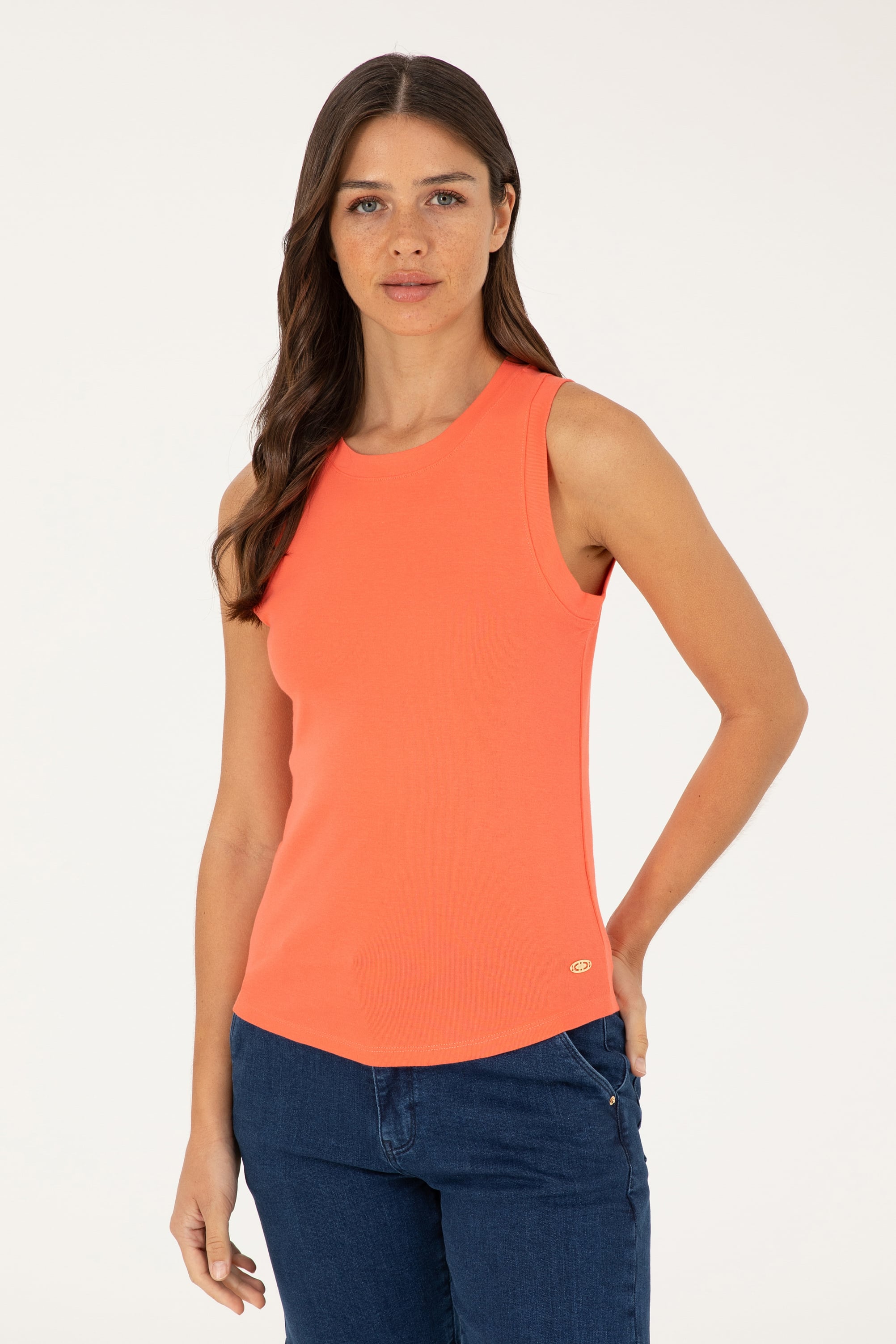 تی شرت یقه گرد گل اناری Ex.Slim زنانه یو اس پولو | US POLO ASSN