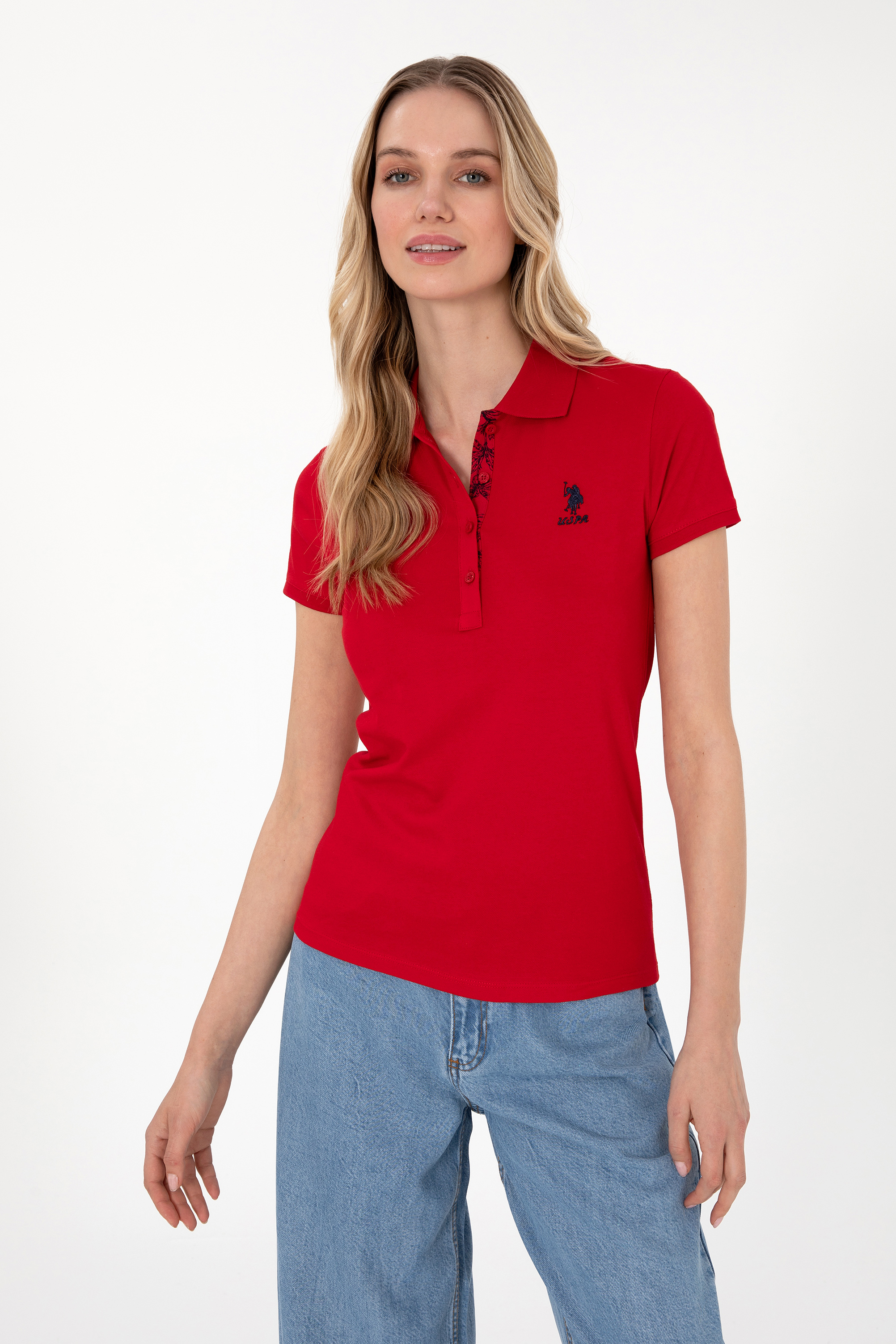 تی شرت قرمز اندامی زنانه یو اس پولو | US POLO ASSN