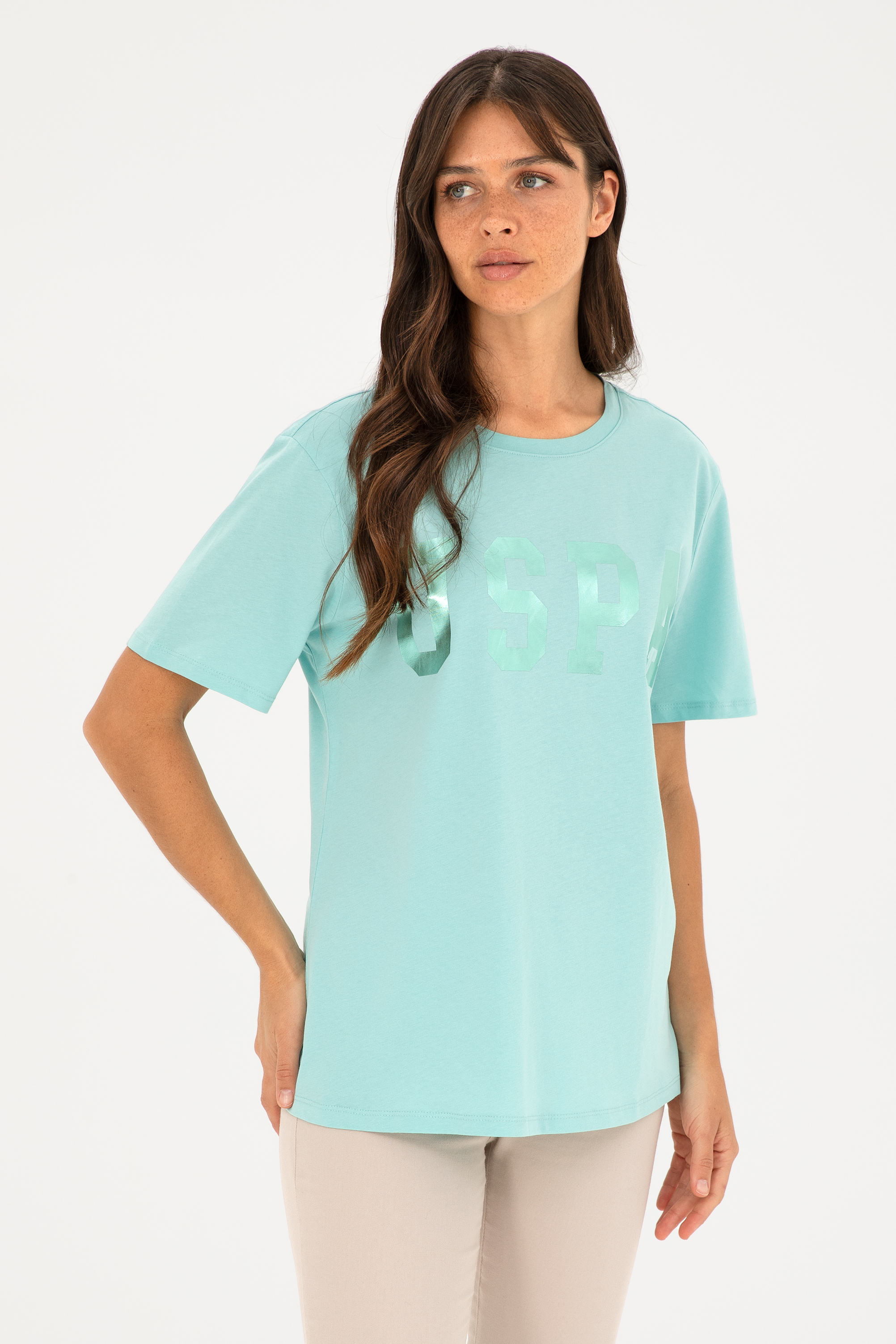 تی شرت یقه گرد مرده ریلکس زنانه یو اس پولو | US POLO ASSN