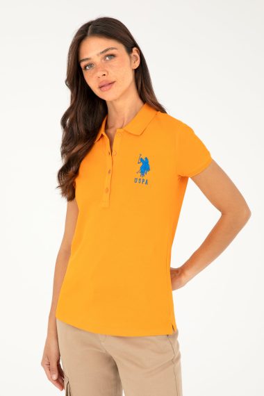 تی شرت یقه پولو نارنجی  اندامی  زنانه یو اس پولو | US POLO ASSN