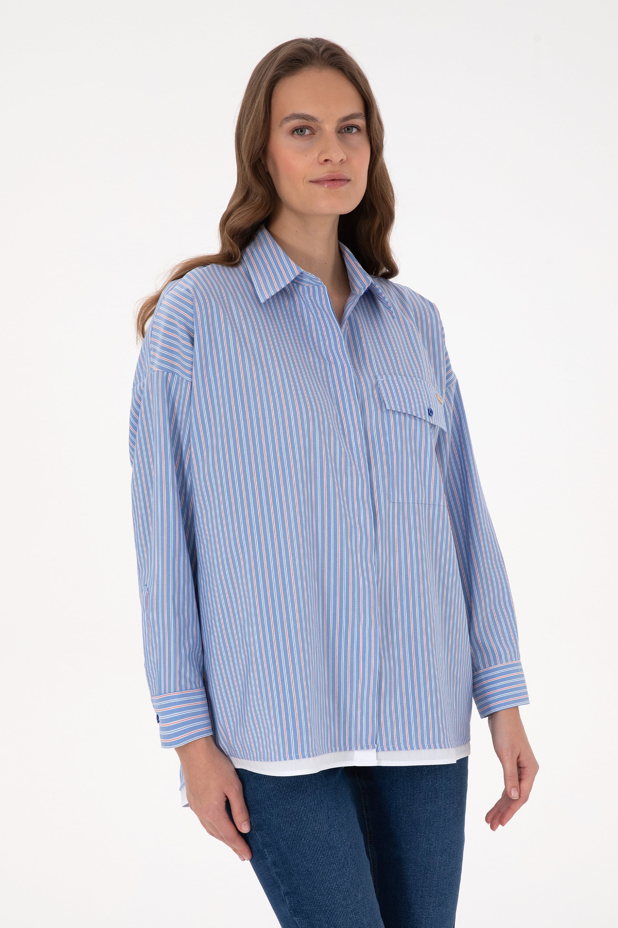 پیراهن آبی تیره Oversize زنانه یو اس پولو | US POLO ASSN