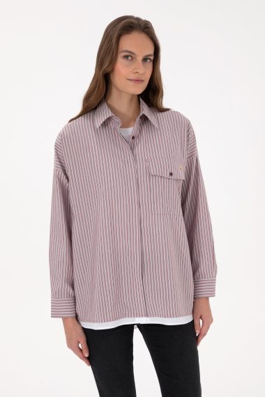 پیراهن  آلبالویی  Oversize  زنانه یو اس پولو | US POLO ASSN