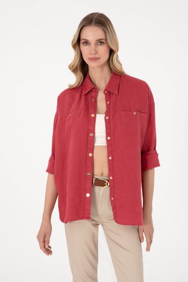 پیراهن  آلبالویی  Oversize  زنانه یو اس پولو | US POLO ASSN