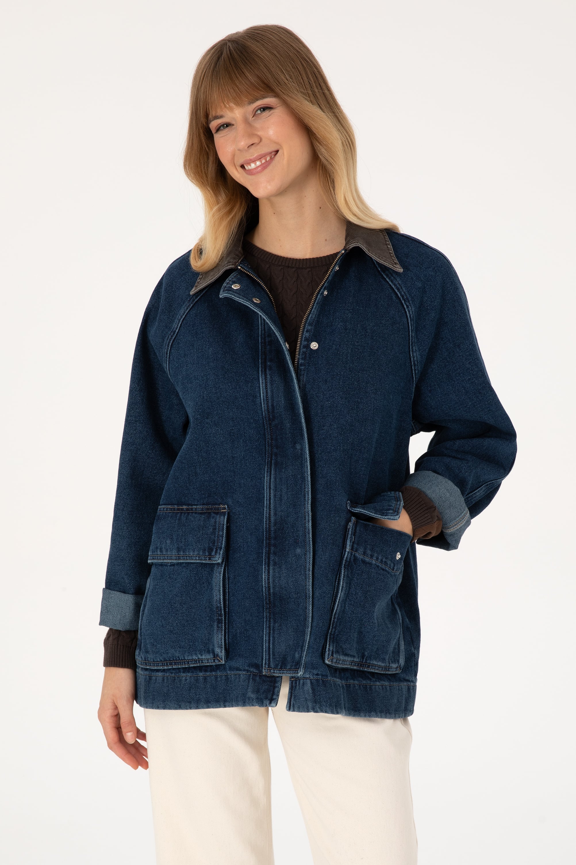 پیراهن آبی تیره Oversize زنانه یو اس پولو | US POLO ASSN
