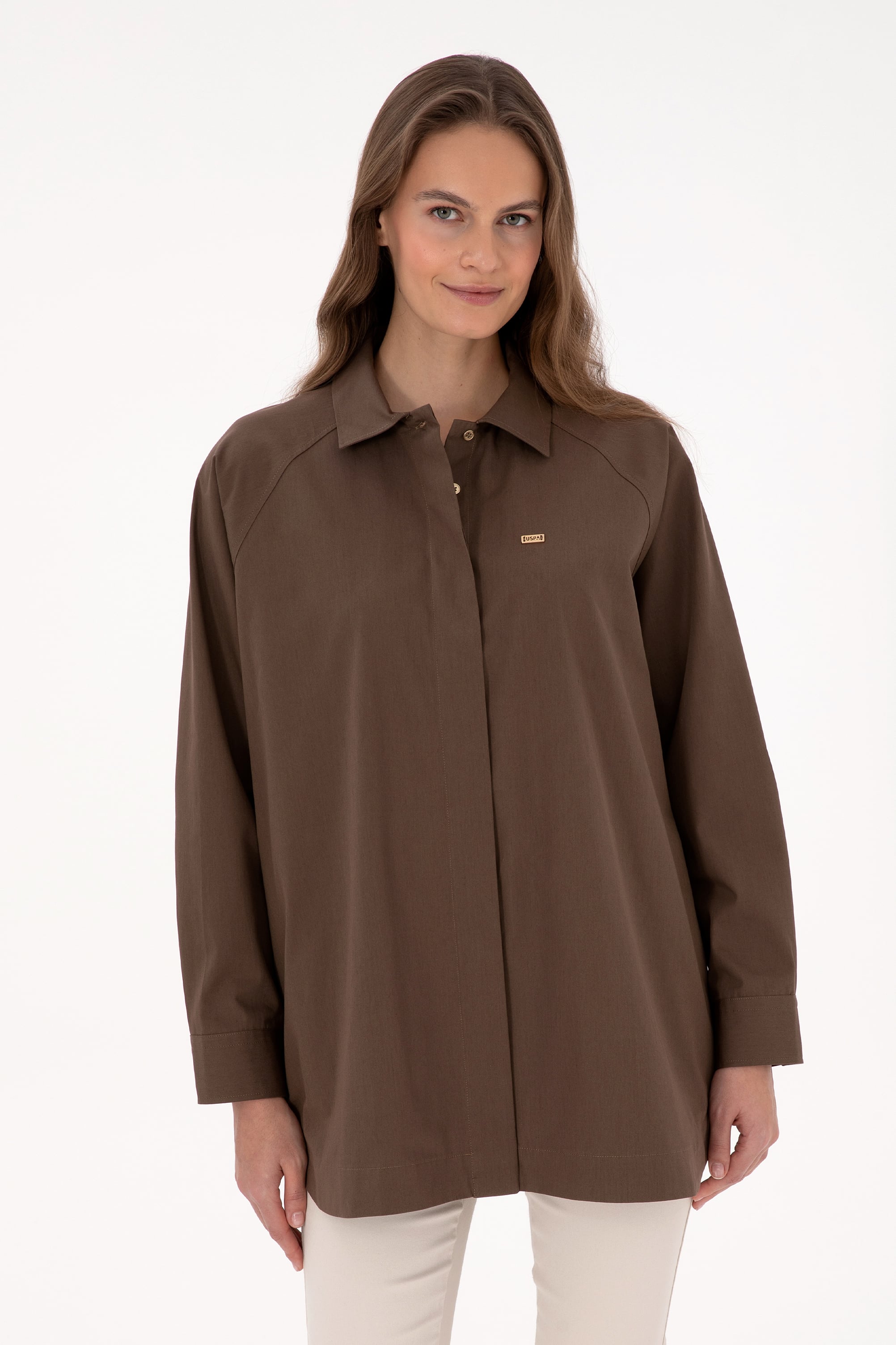 پیراهن قهوه ای ریلکس زنانه یو اس پولو | US POLO ASSN
