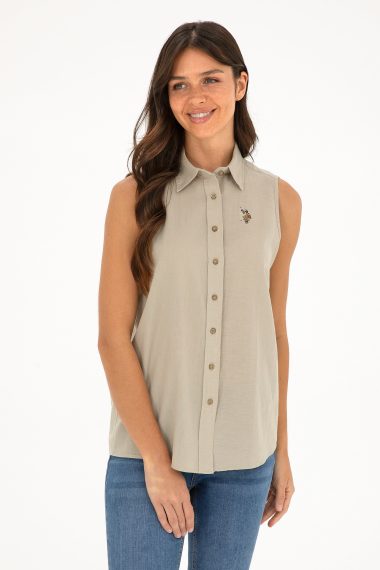 پیراهن  خاکی روشن  رگولار  زنانه یو اس پولو | US POLO ASSN