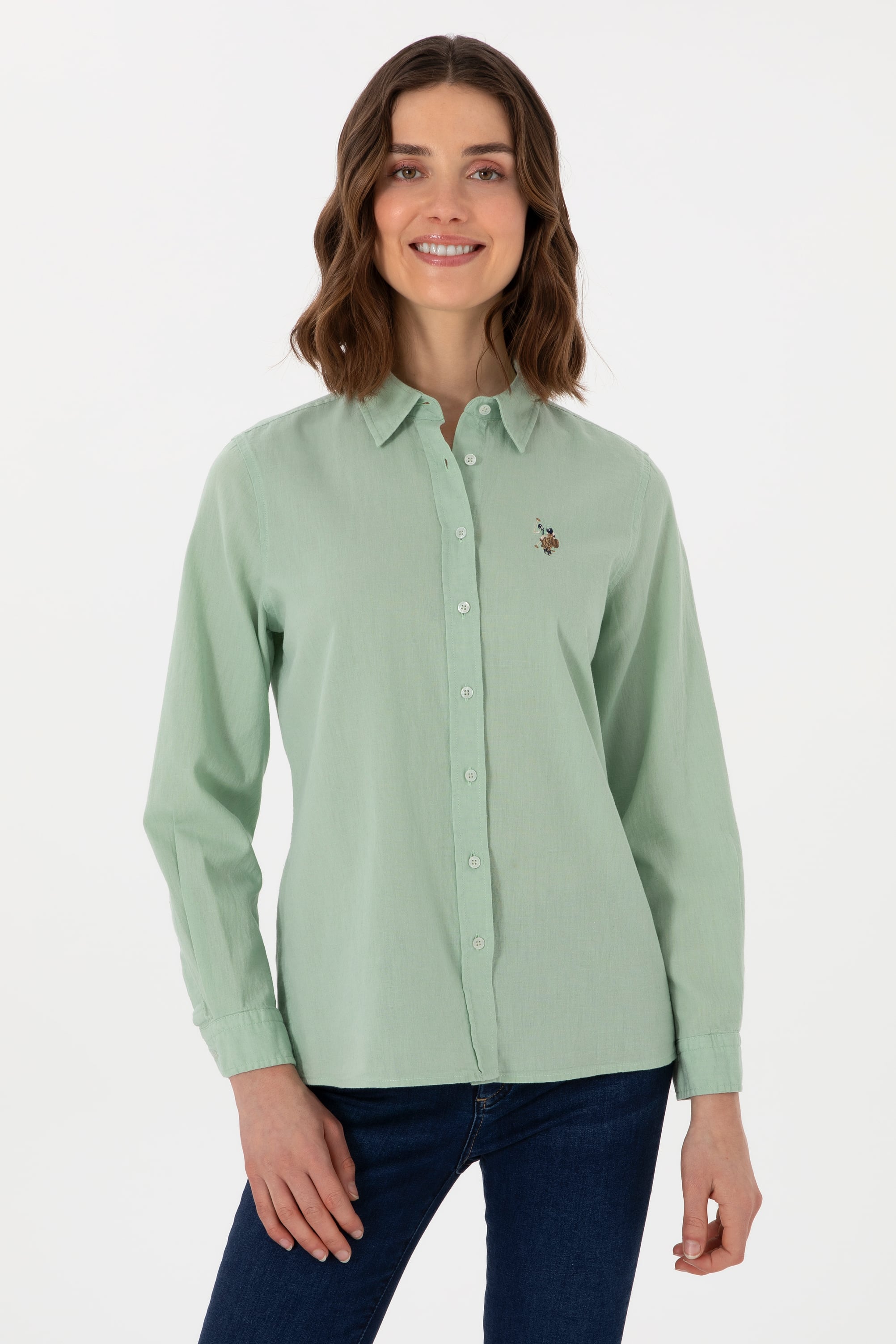پیراهن سبزآبی رگولار زنانه یو اس پولو | US POLO ASSN
