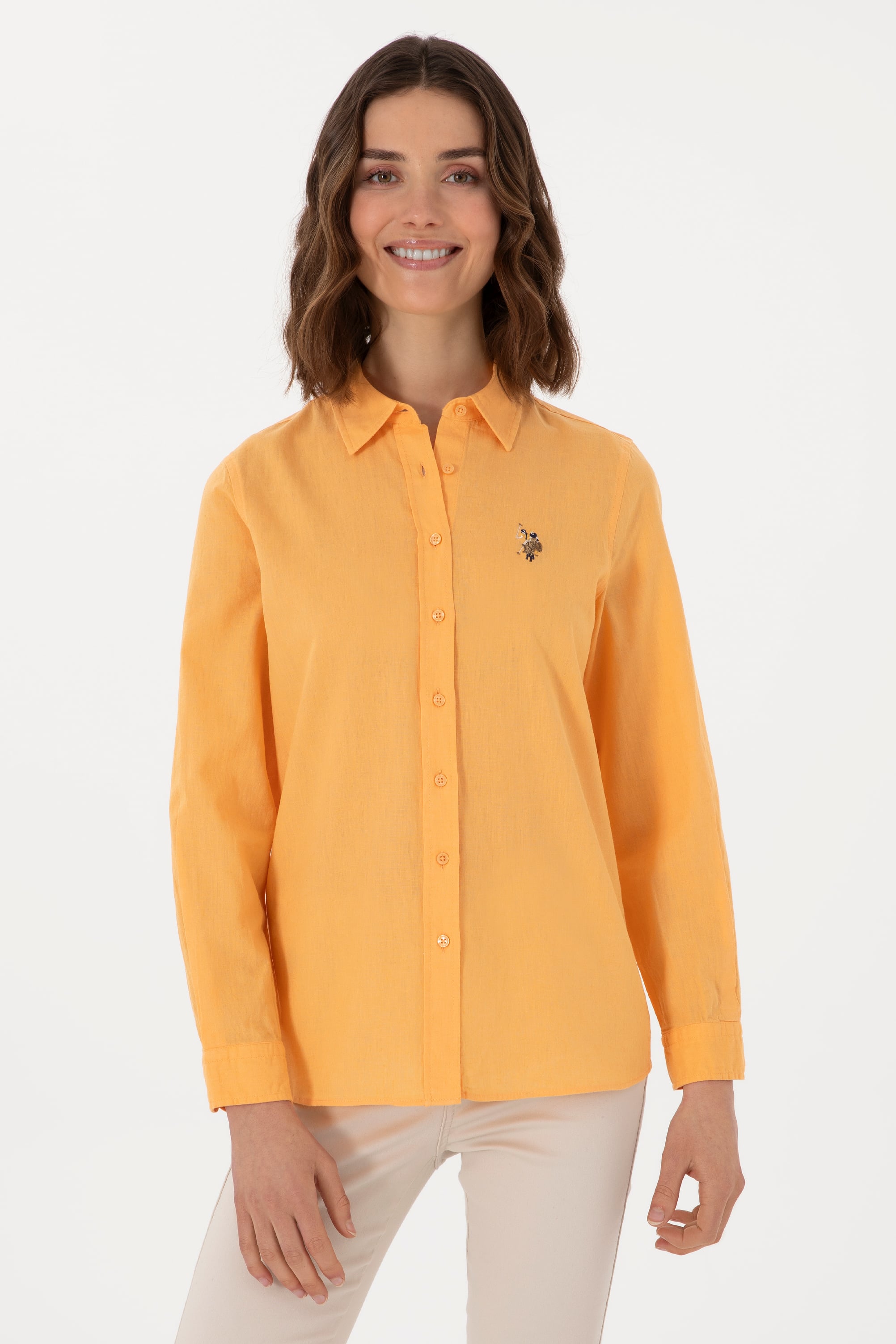 پیراهن زرد رگولار زنانه یو اس پولو | US POLO ASSN