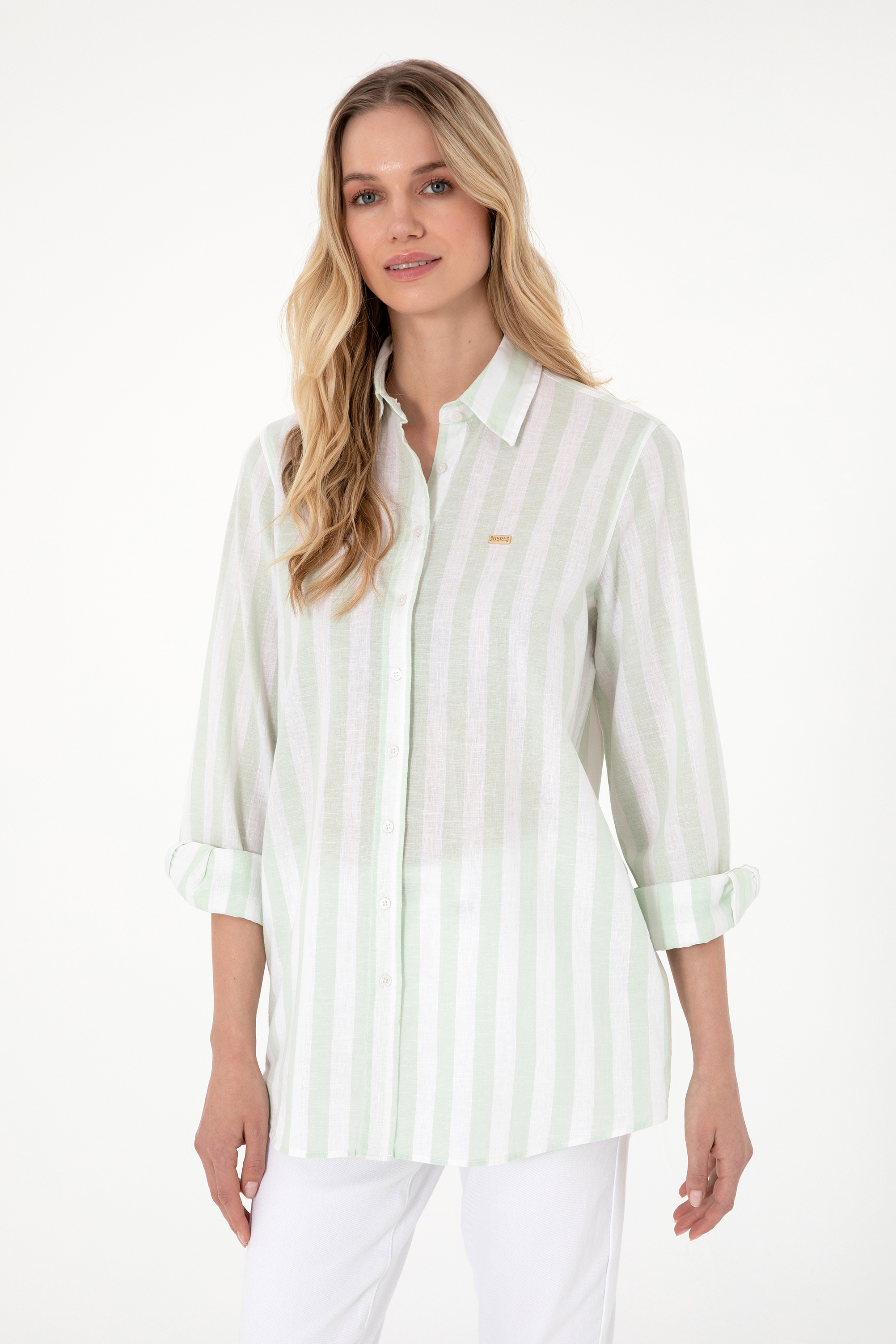 پیراهن سبزآبی ریلکس زنانه یو اس پولو | US POLO ASSN