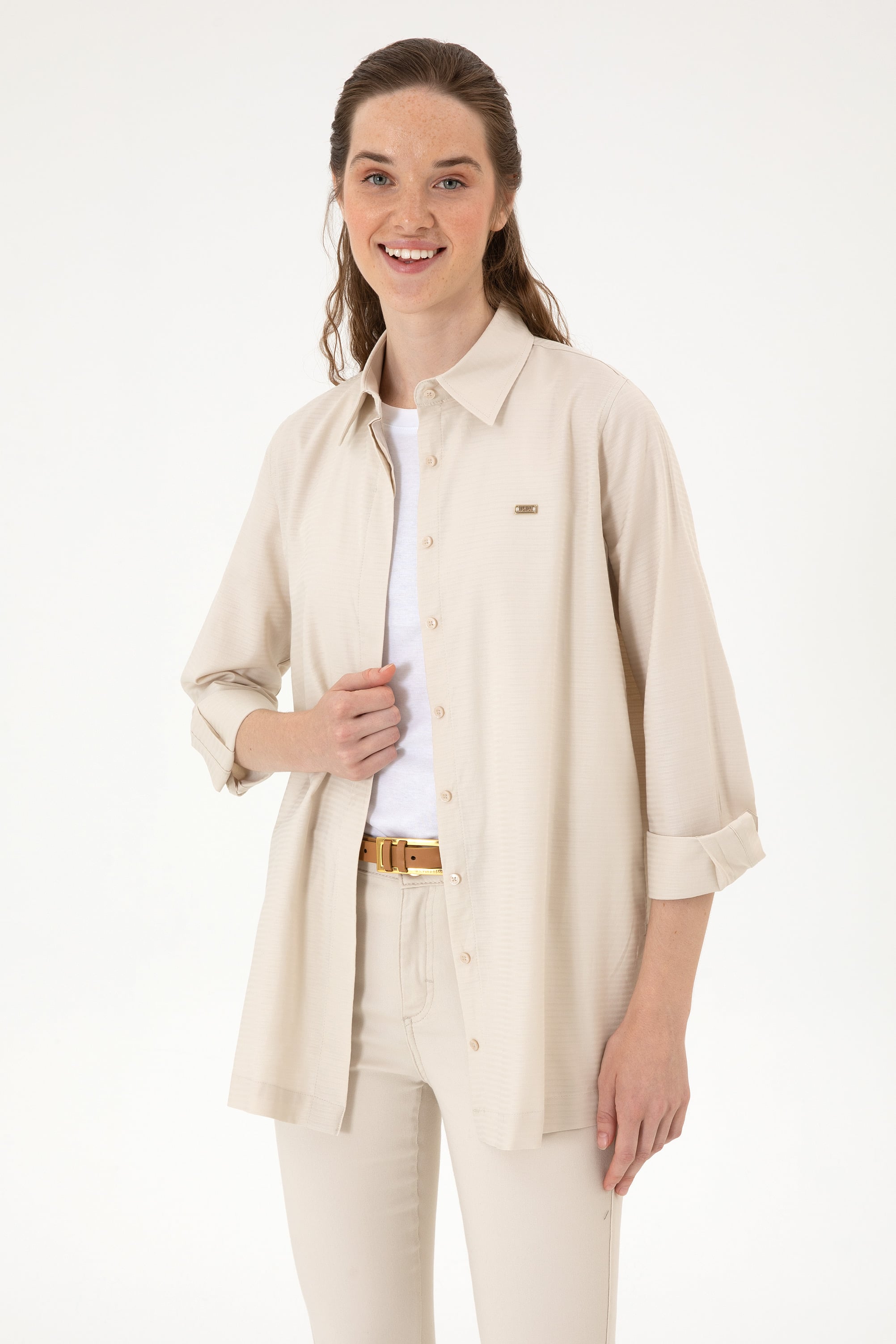 پیراهن خاکستری ریلکس زنانه یو اس پولو | US POLO ASSN