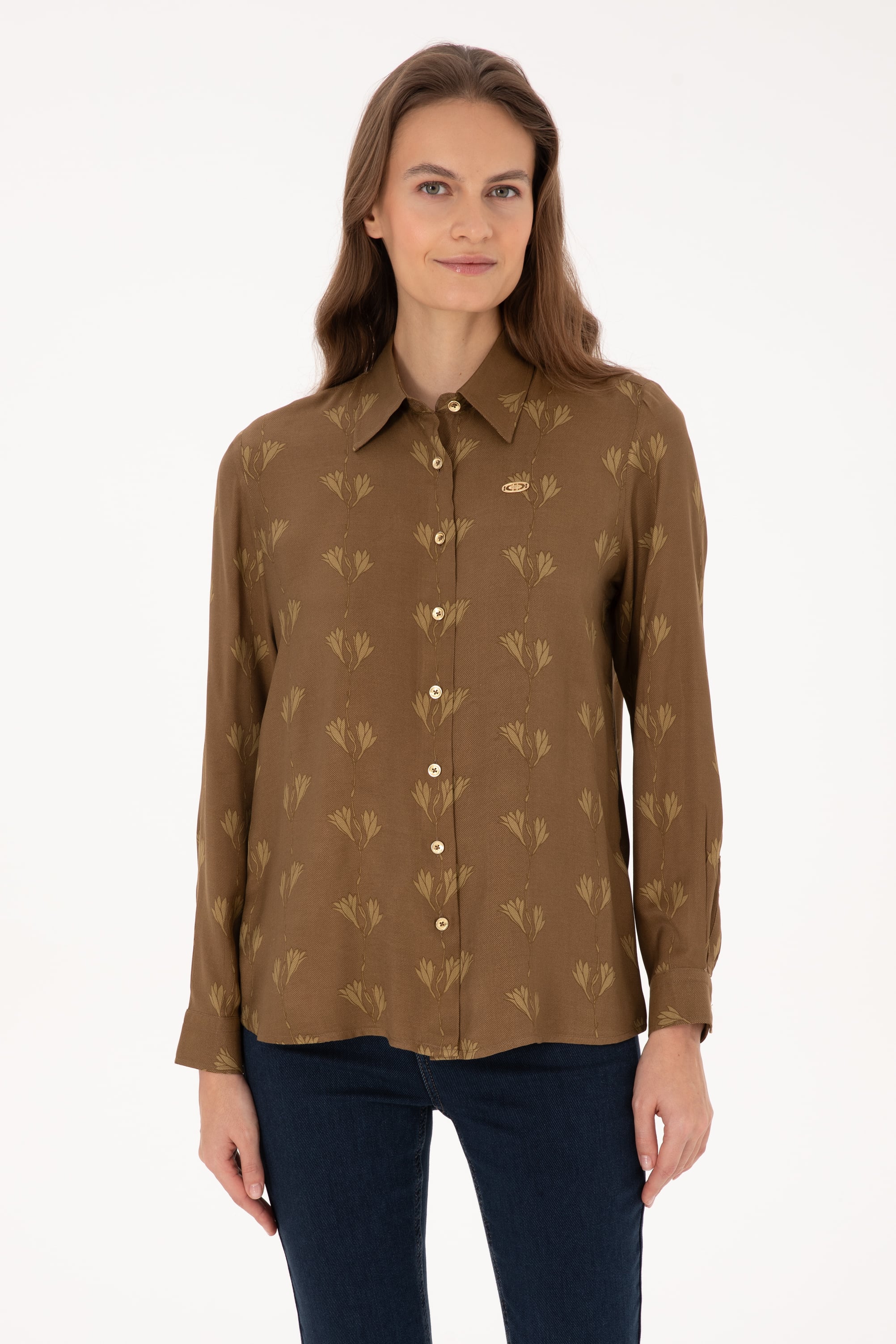 پیراهن خاکی ریلکس زنانه یو اس پولو | US POLO ASSN