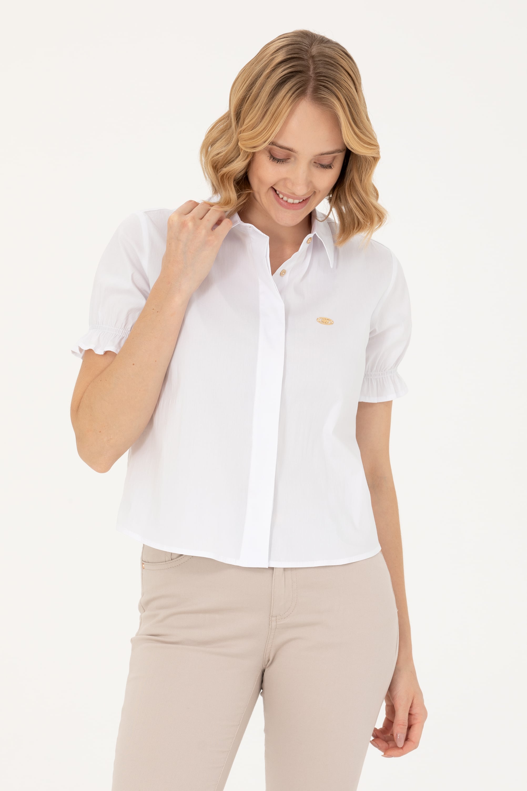 پیراهن سفید رگولار زنانه یو اس پولو | US POLO ASSN