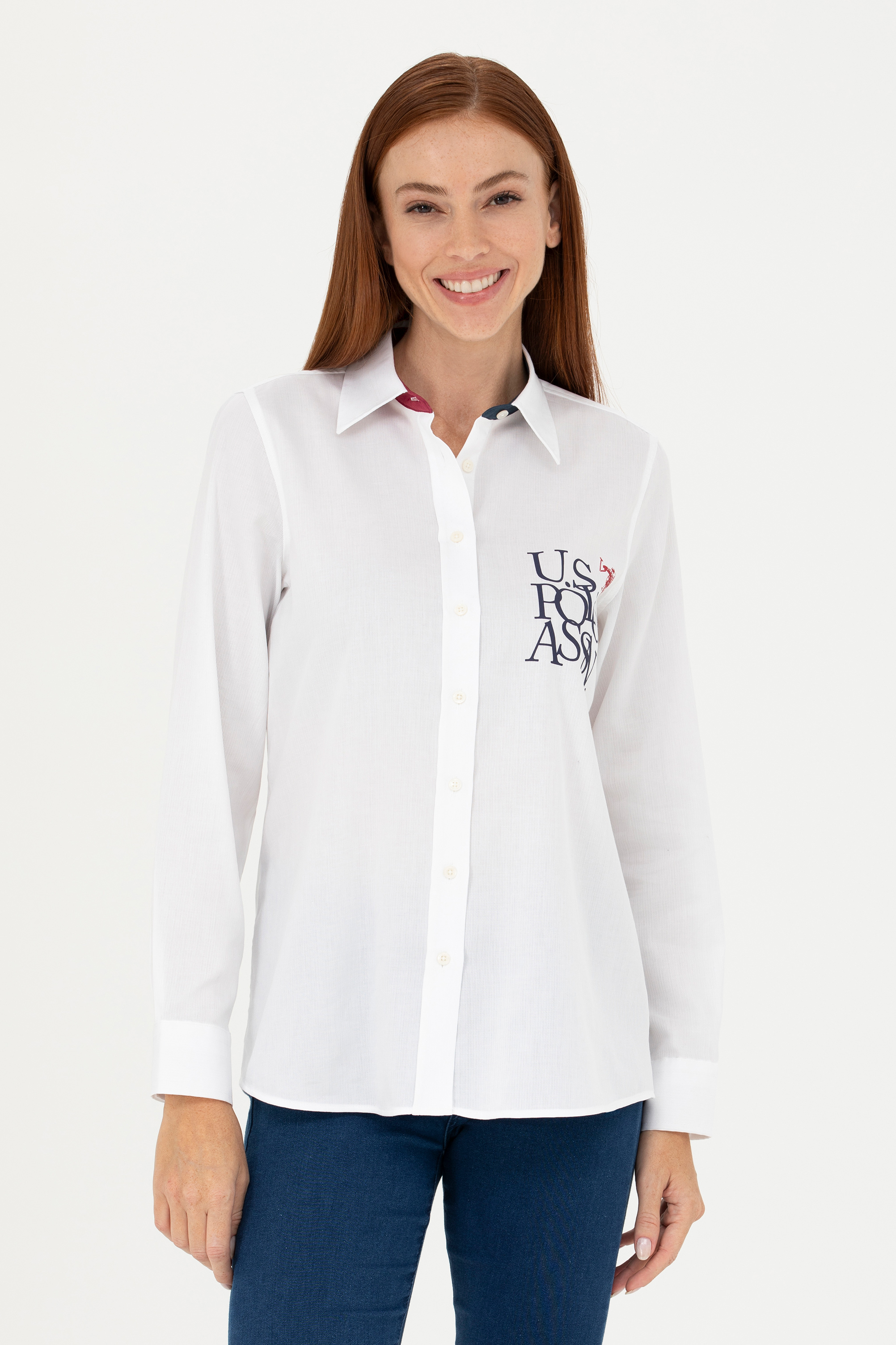 پیراهن سفید رگولار زنانه یو اس پولو | US POLO ASSN