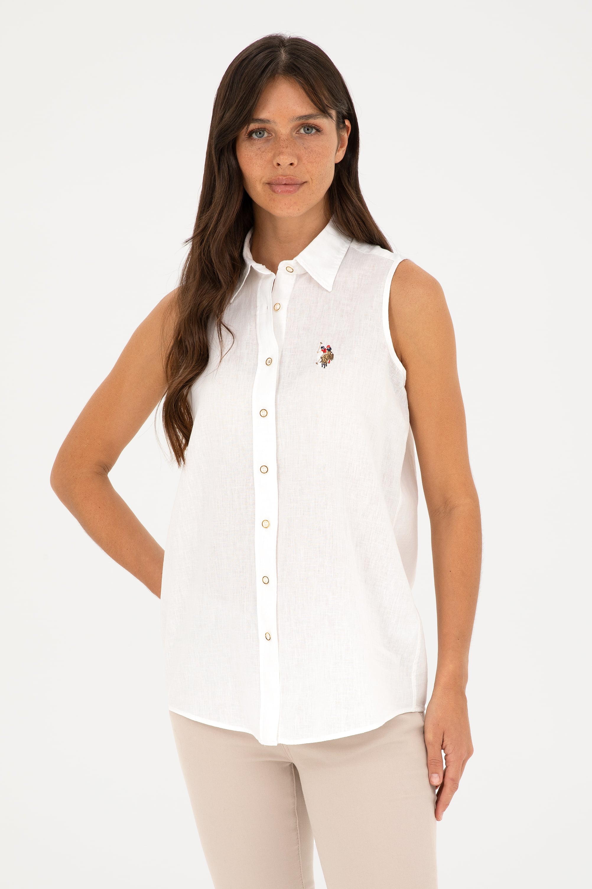 پیراهن سفید رگولار زنانه یو اس پولو | US POLO ASSN