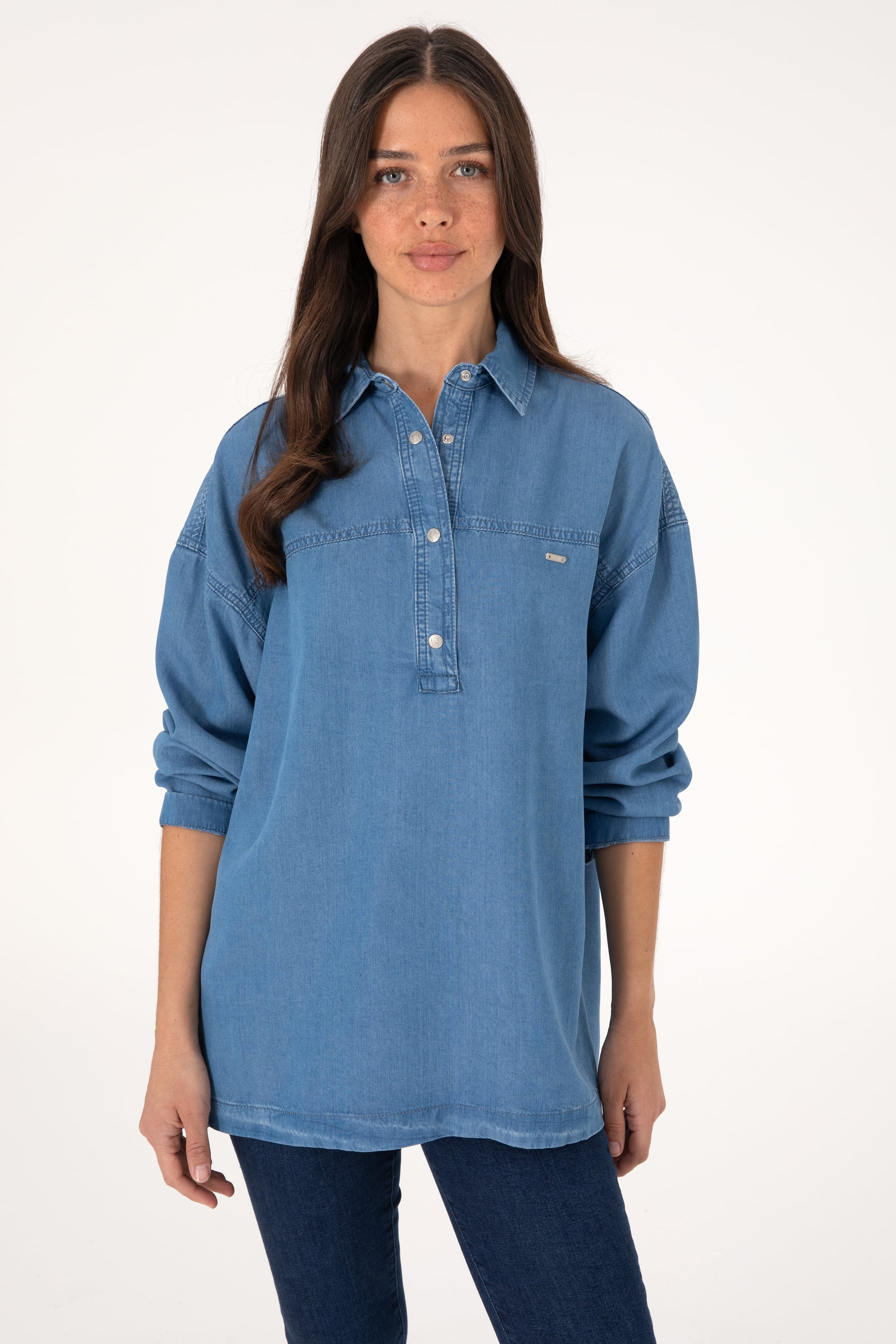 پیراهن سورمه ای روشن Oversize زنانه یو اس پولو | US POLO ASSN