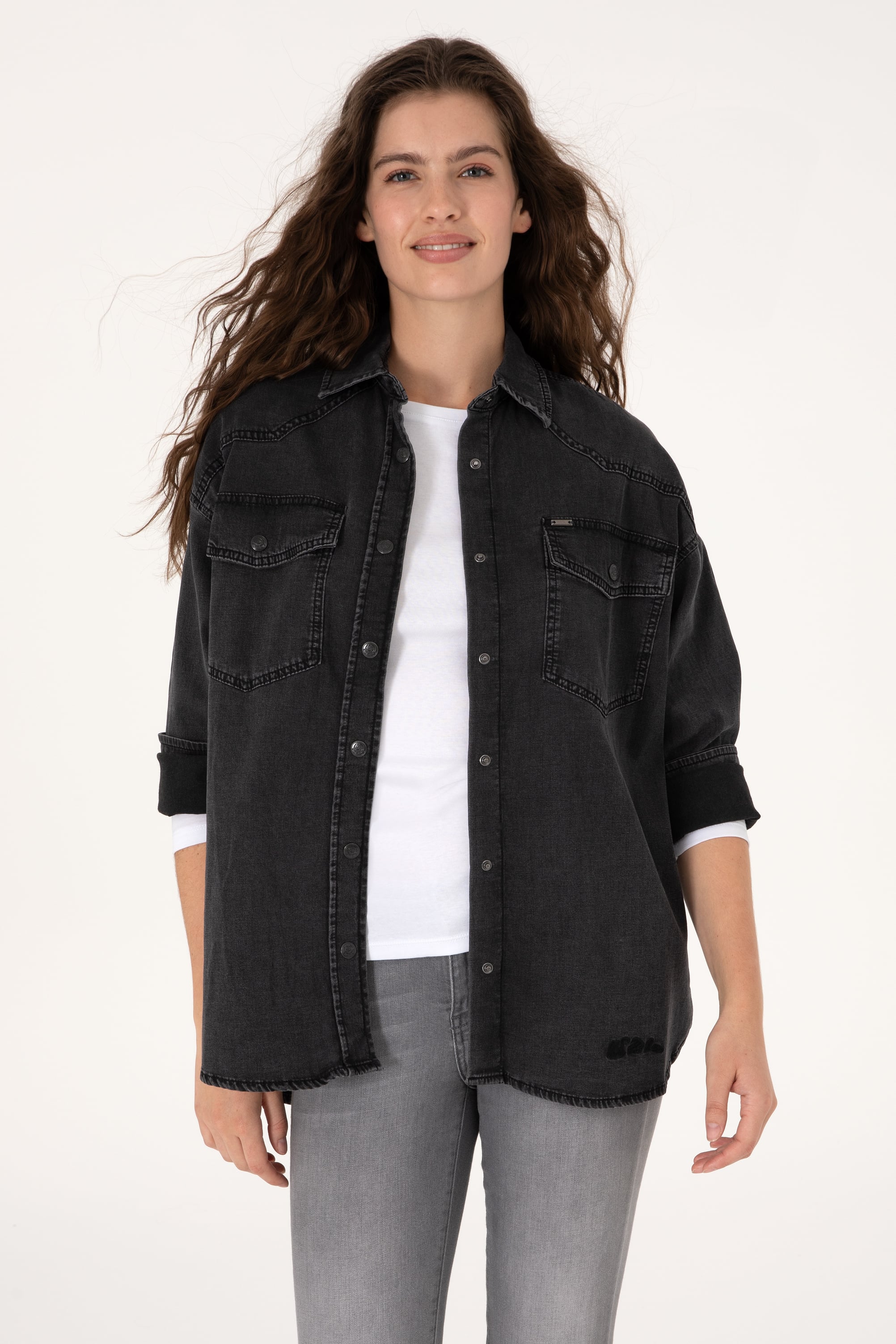 پیراهن سیاه Oversize زنانه یو اس پولو | US POLO ASSN