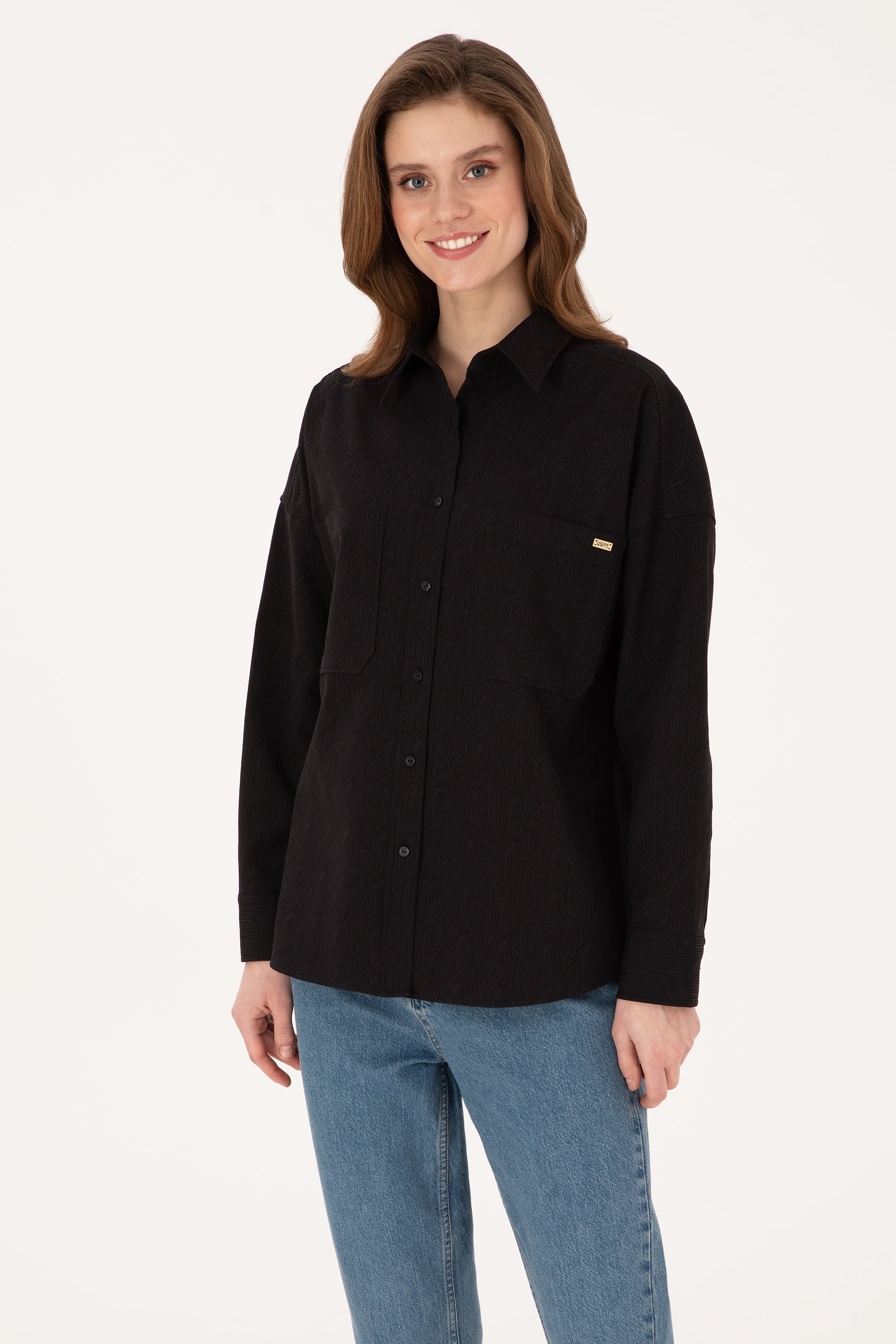 پیراهن سیاه Oversize زنانه یو اس پولو | US POLO ASSN