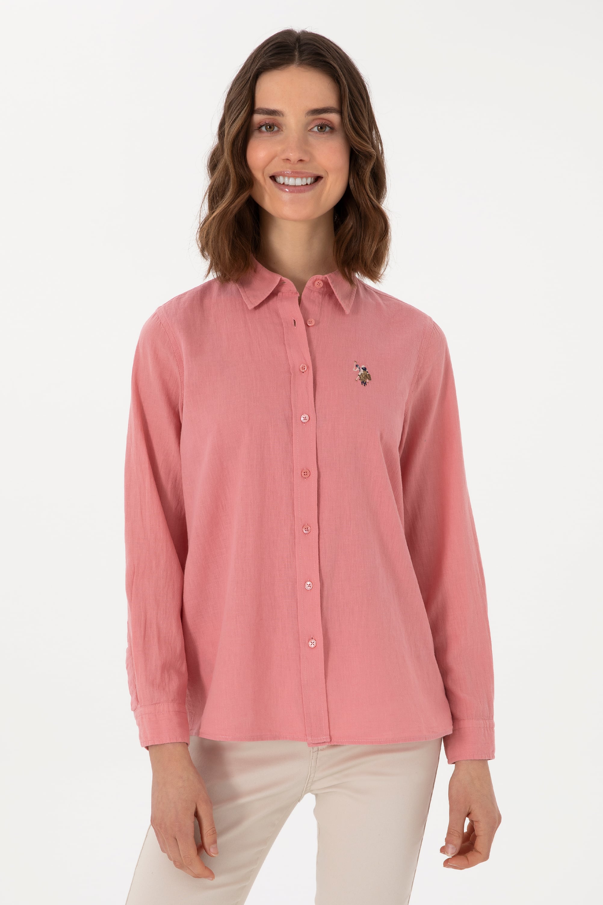 پیراهن صورتی رگولار زنانه یو اس پولو | US POLO ASSN