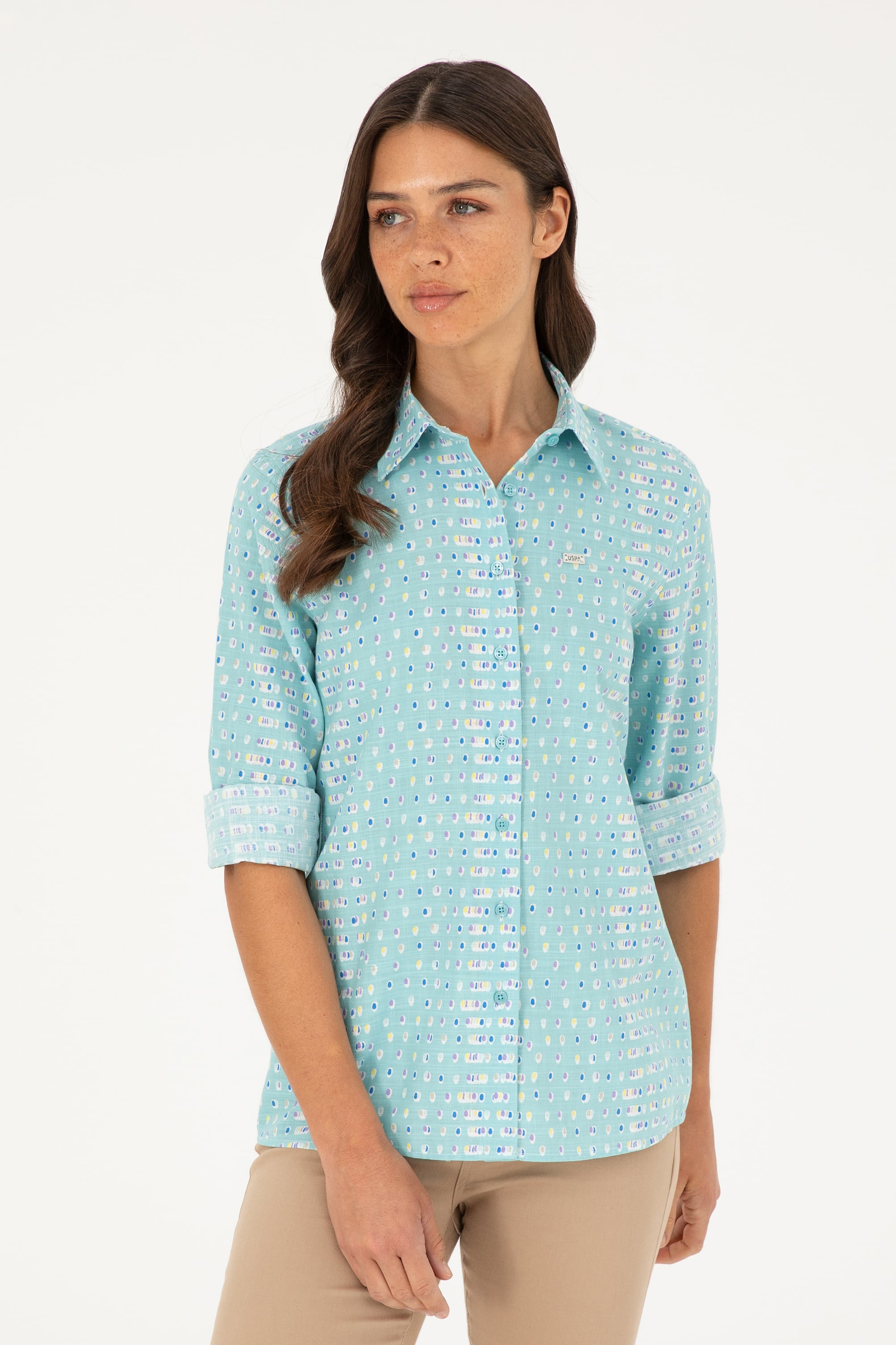 پیراهن نعناعی رگولار زنانه یو اس پولو | US POLO ASSN