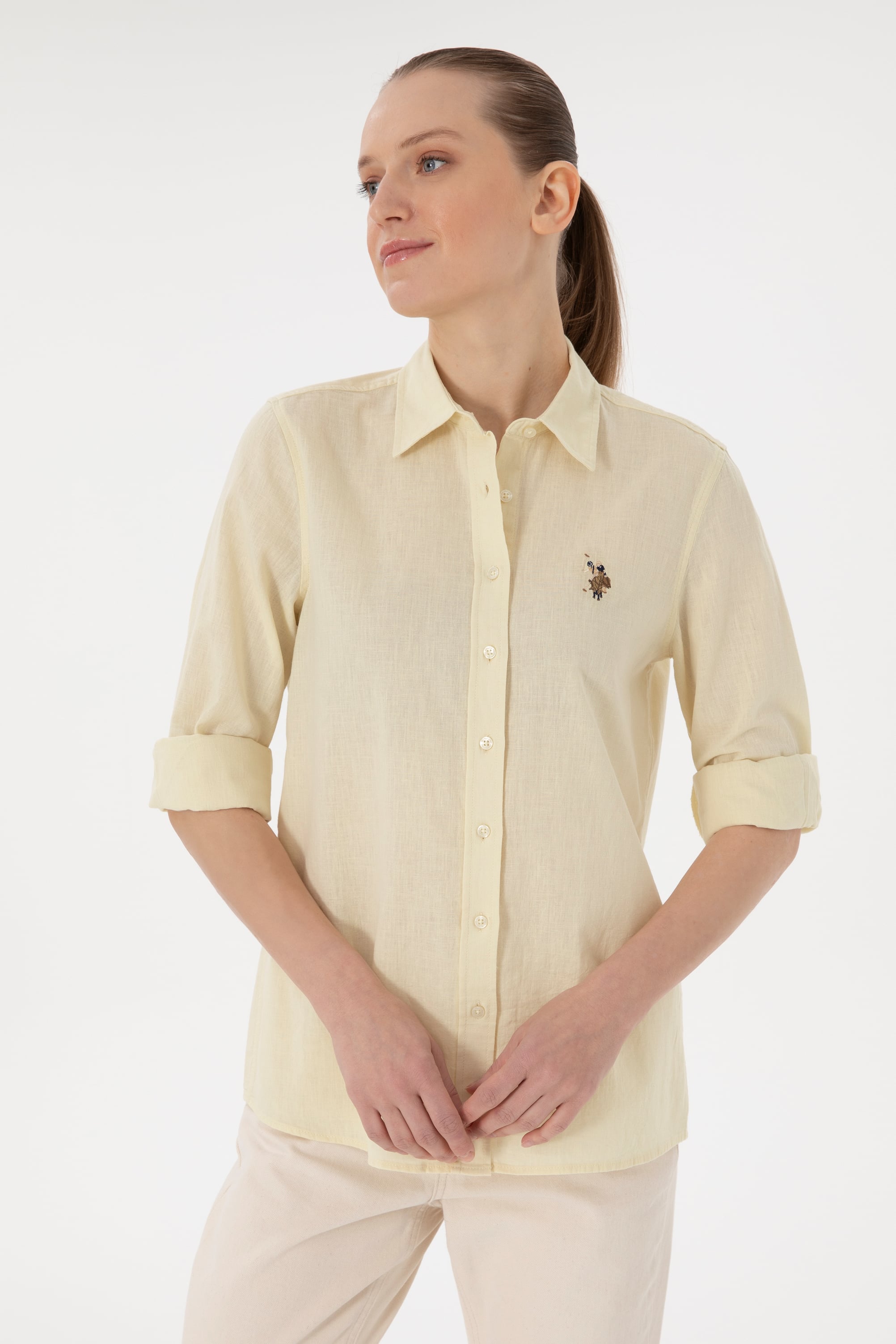 پیراهن لیمویی رگولار زنانه یو اس پولو | US POLO ASSN