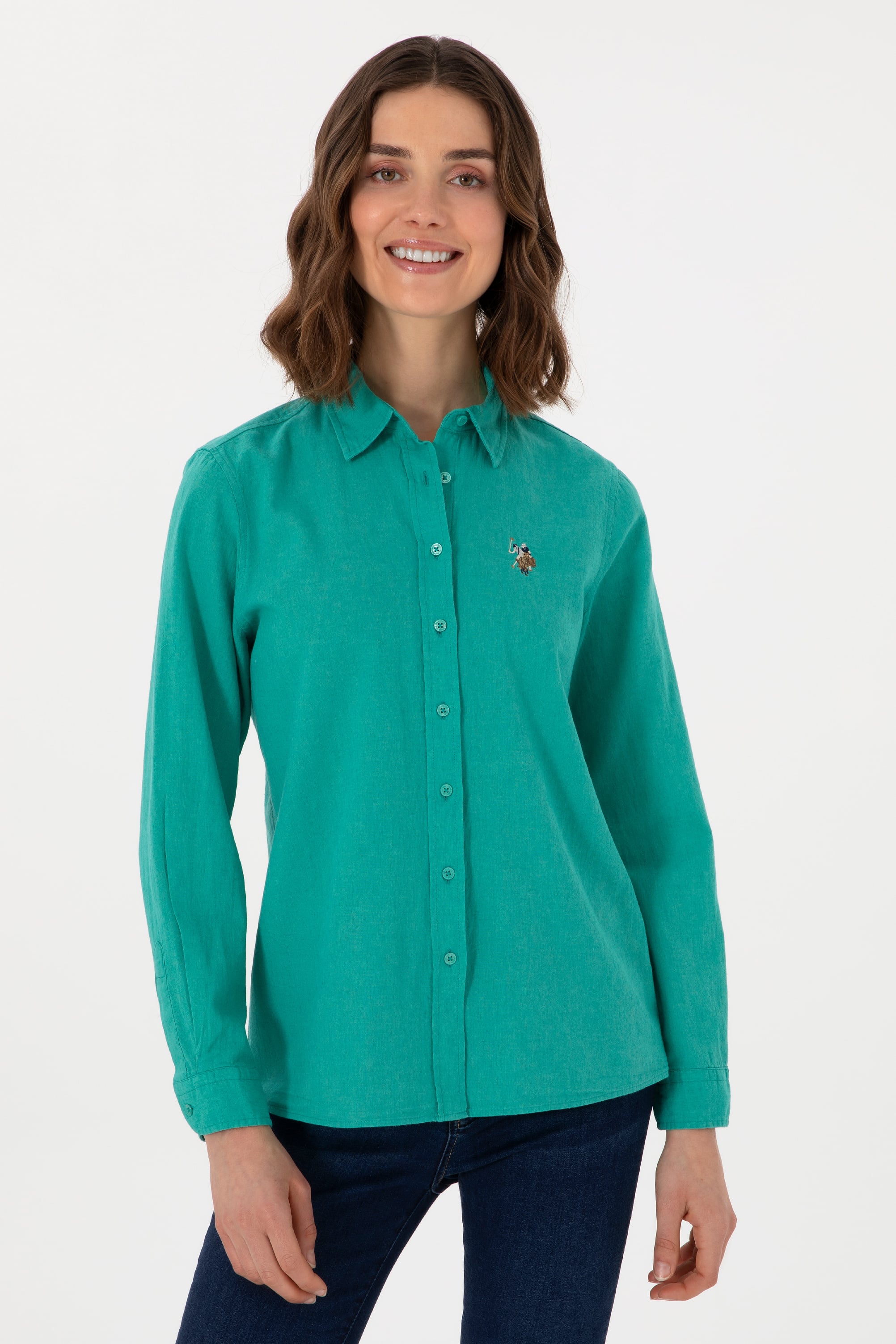 پیراهن نعناعی رگولار زنانه یو اس پولو | US POLO ASSN