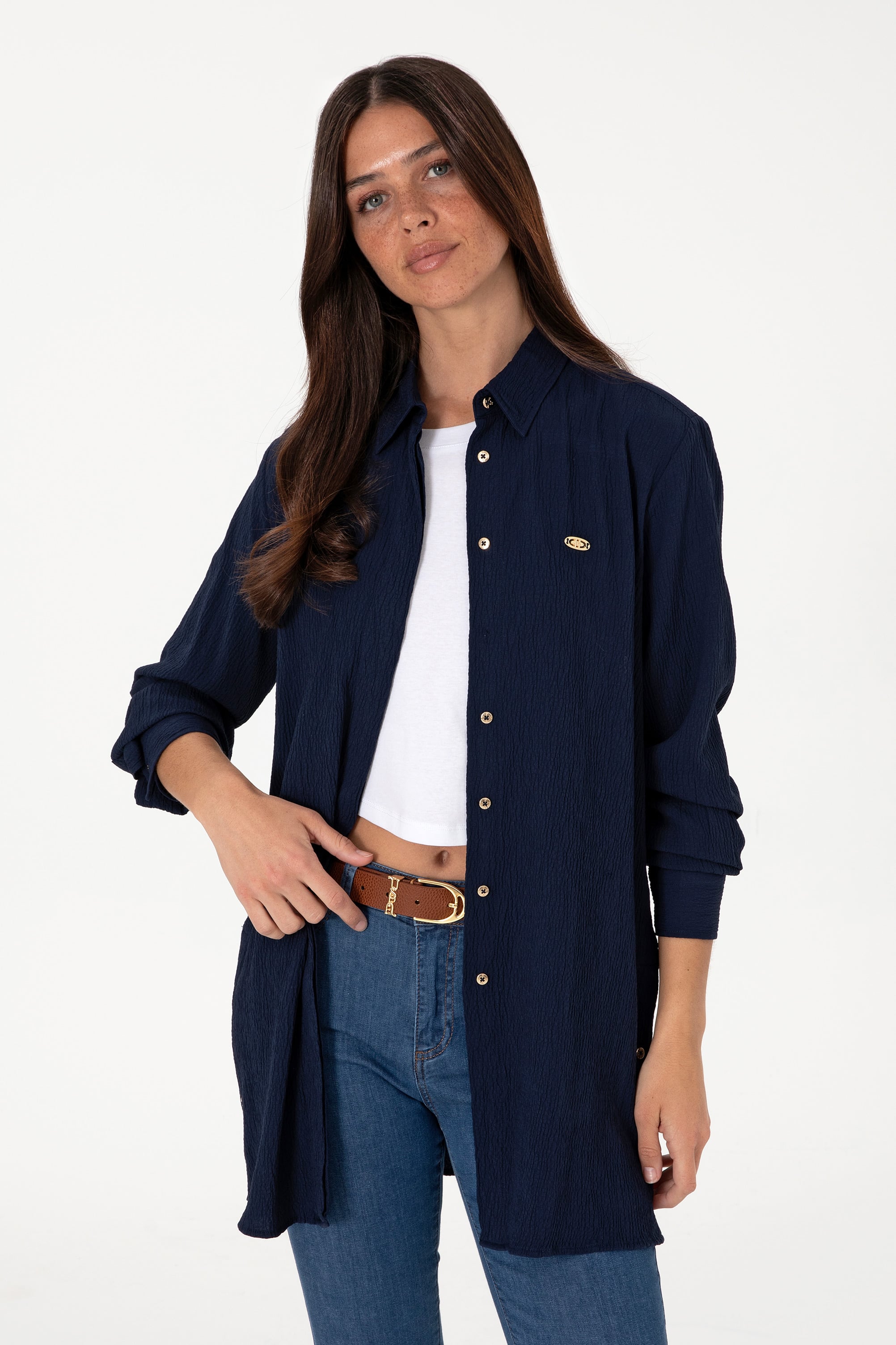 پیراهن لاجورد ریلکس زنانه یو اس پولو | US POLO ASSN