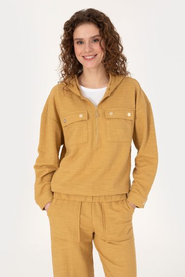 سویشرت  آبی نفتی  ریلکس  زنانه یو اس پولو | US POLO ASSN