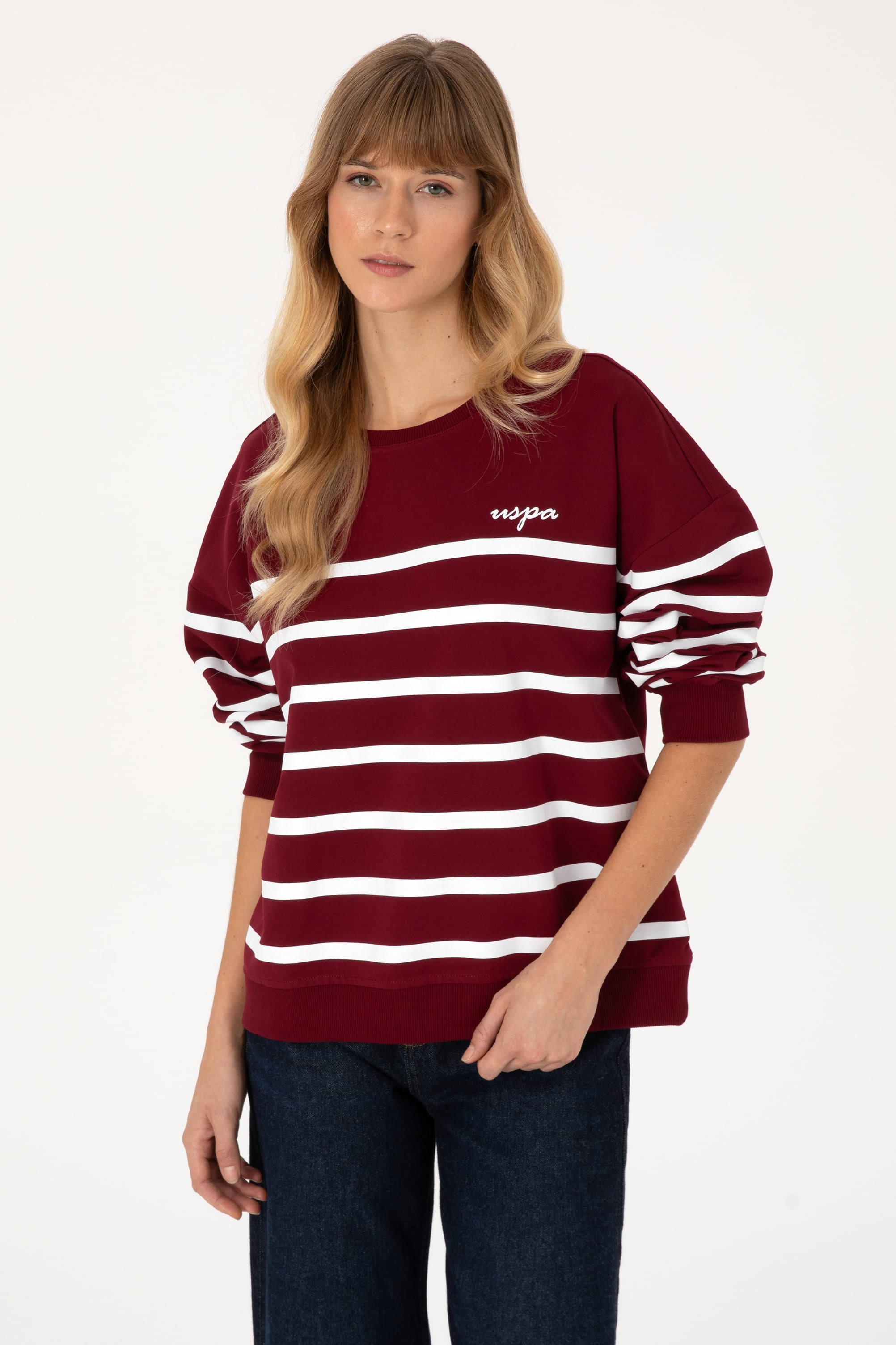 سویشرت بورگاندی Oversize زنانه یو اس پولو | US POLO ASSN