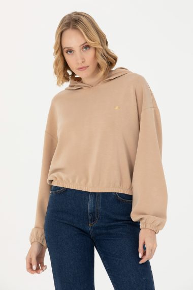 سویشرت  کرمی  Crop Top  زنانه یو اس پولو | US POLO ASSN