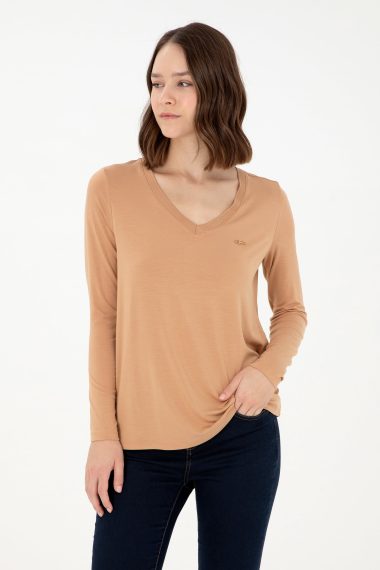سویشرت یقه هفت شتری  ریلکس آستین بلند زنانه یو اس پولو | US POLO ASSN