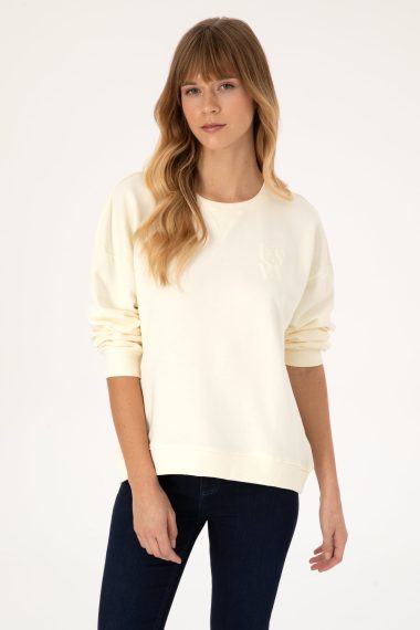 سویشرت  کرمی  Oversize  زنانه یو اس پولو | US POLO ASSN