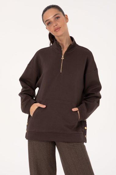 سویشرت  قهوه ای تیره  ریلکس  زنانه یو اس پولو | US POLO ASSN