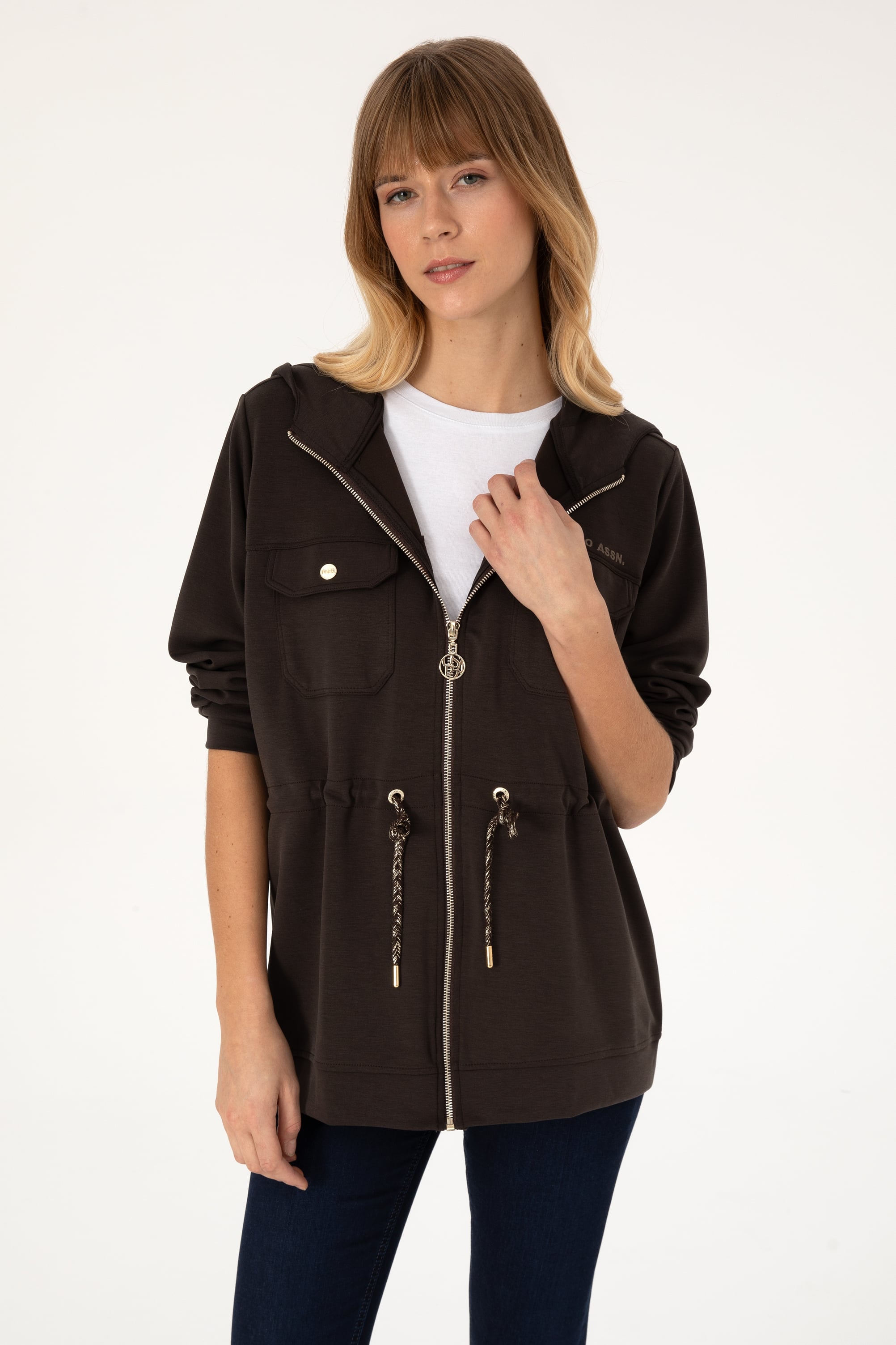 سویشرت  قهوه ای تیره  ریلکس  زنانه یو اس پولو | US POLO ASSN