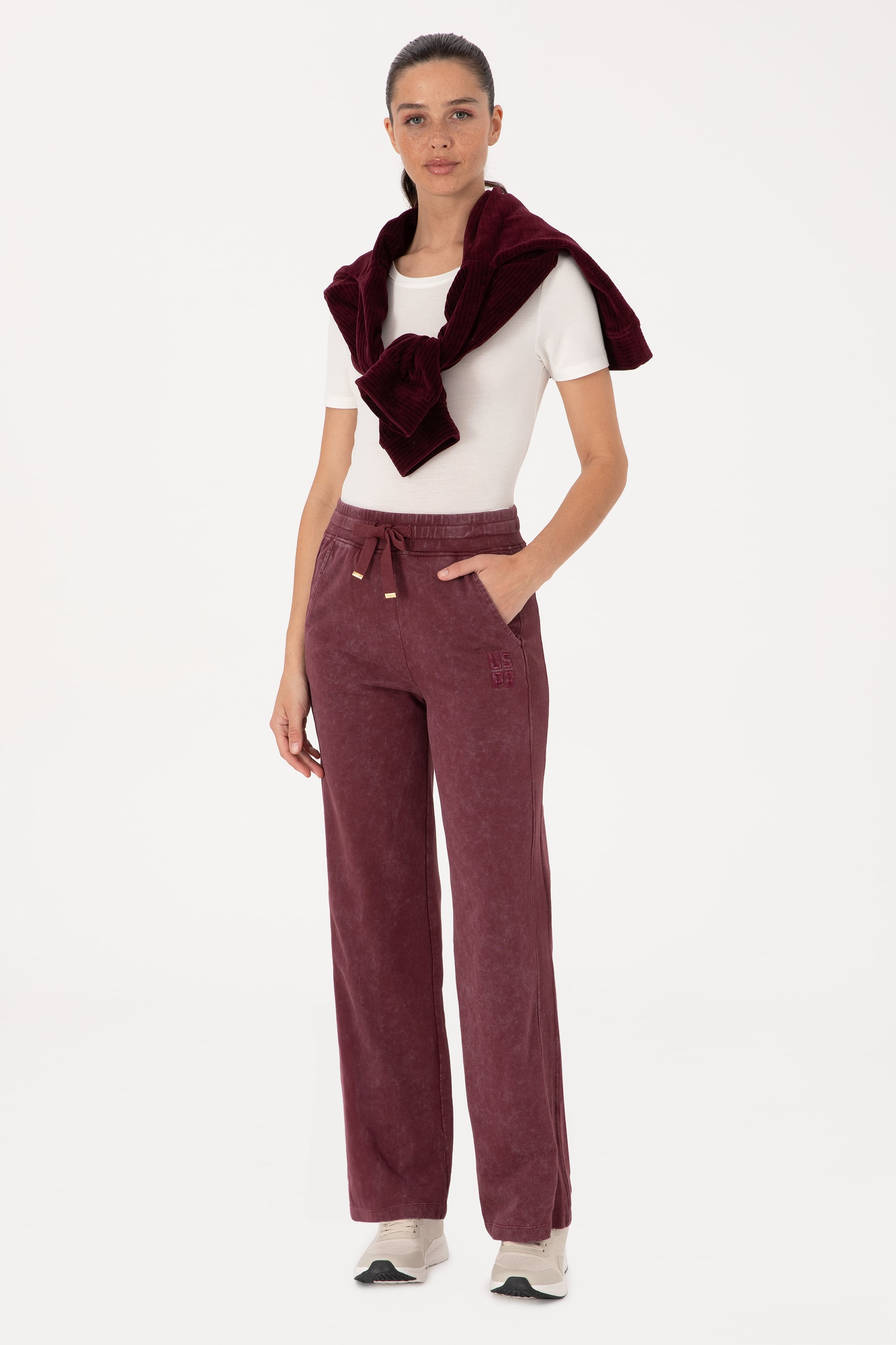 شلوار ورزشی آلبالویی Loose زنانه یو اس پولو | US POLO ASSN